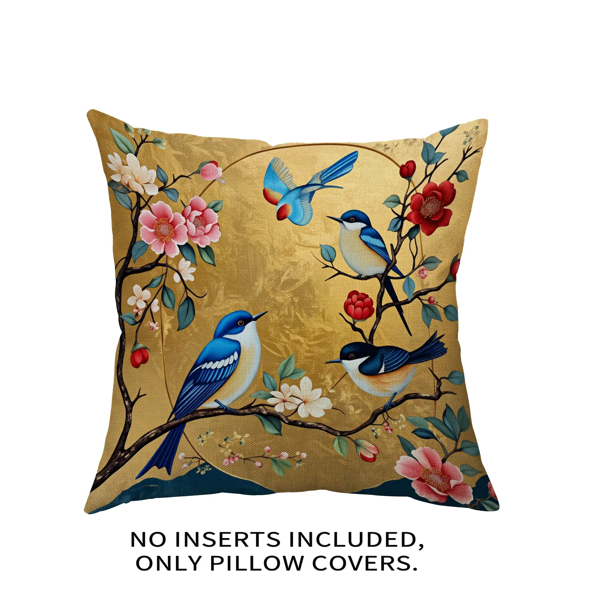 1 Stück/4 Stücke Europäischer Vintage Blumen- und Vogel-Muster Kissenbezug, einseitiger Muster, 40*40cm, 45*45cm, 50*50cm, geeignet für Sofa, Wohnzimmer Dekoration, täglicher Gebrauch - Verschiedenfarbig - Übersicht 7