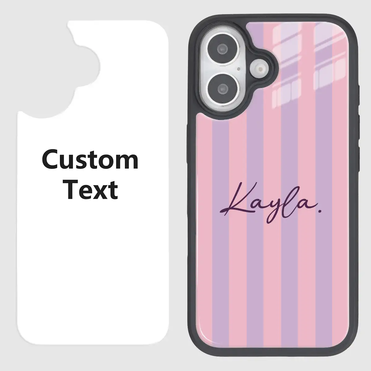 Customized Minimalist Fresh Solid Color Name Letter Color 2-In-1 Glossy Protective Hard Phone Case Cover Compatible With Iphone 11/12/13/14/15/16 17 Pro Max - Multicolor - View 2