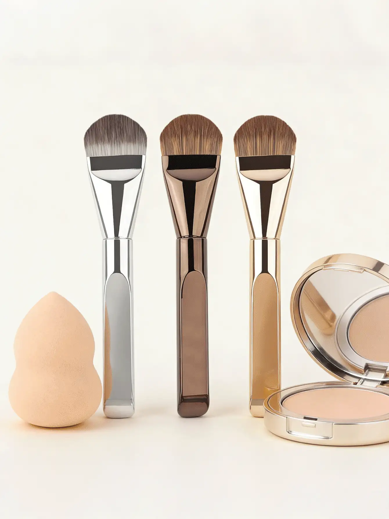 6支装多功能舌形粉底刷，轻松打造完美底妆和面膜护理，超薄无痕粉底刷 - 平头粉底刷 - 特殊扇形化妆工具 - 美妆必备 - 彩色 - 查看 3