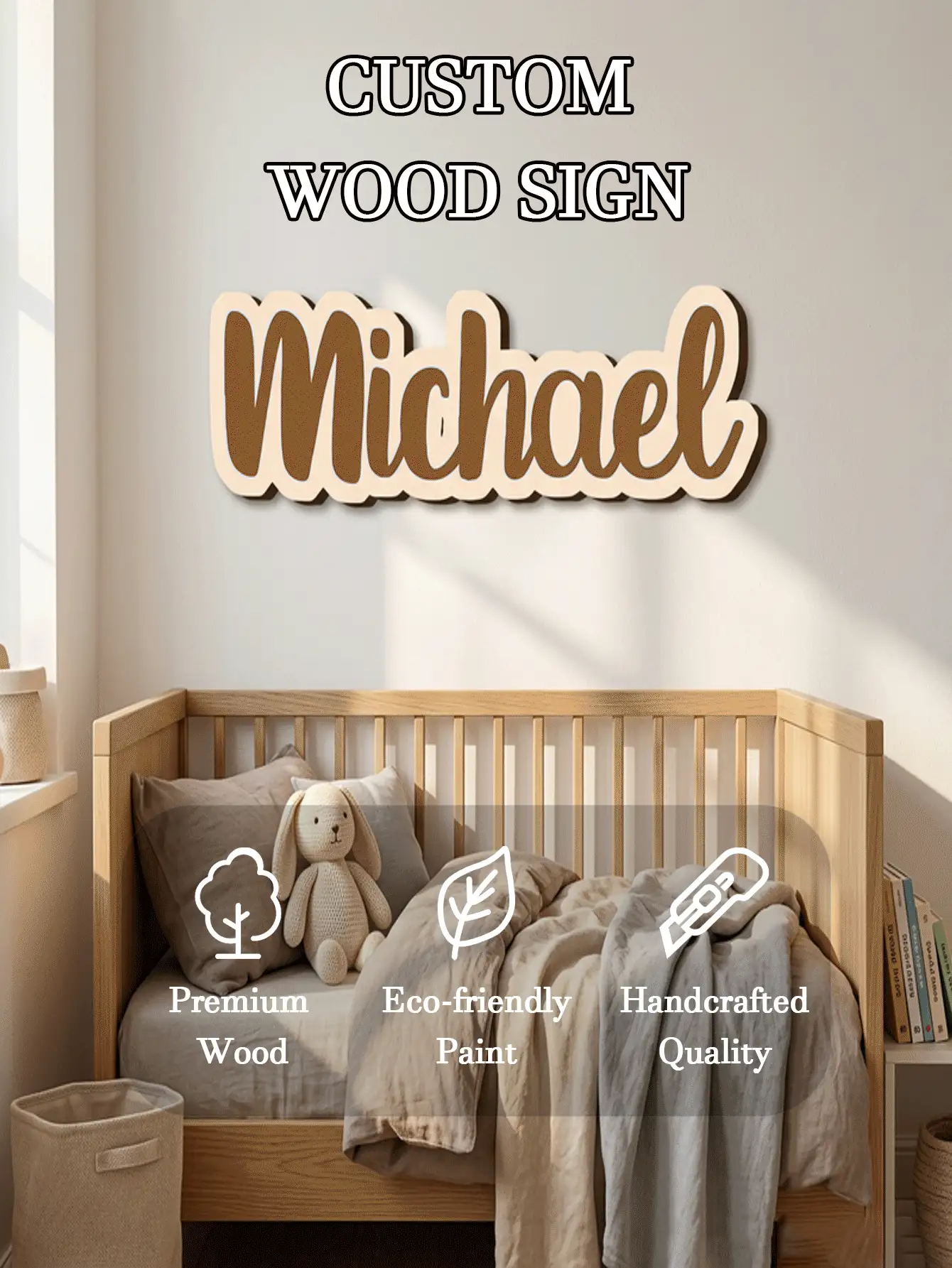 1pc Customized Wooden Name Plate, Suitable For Weddings, Bridal Showers, Personalized Home Gifts, Backdrops, Parties, Valentine's Day And Other Occasions, Engraved With Exquisite Patterns, High-Quality Customization - Wood Color - View 2