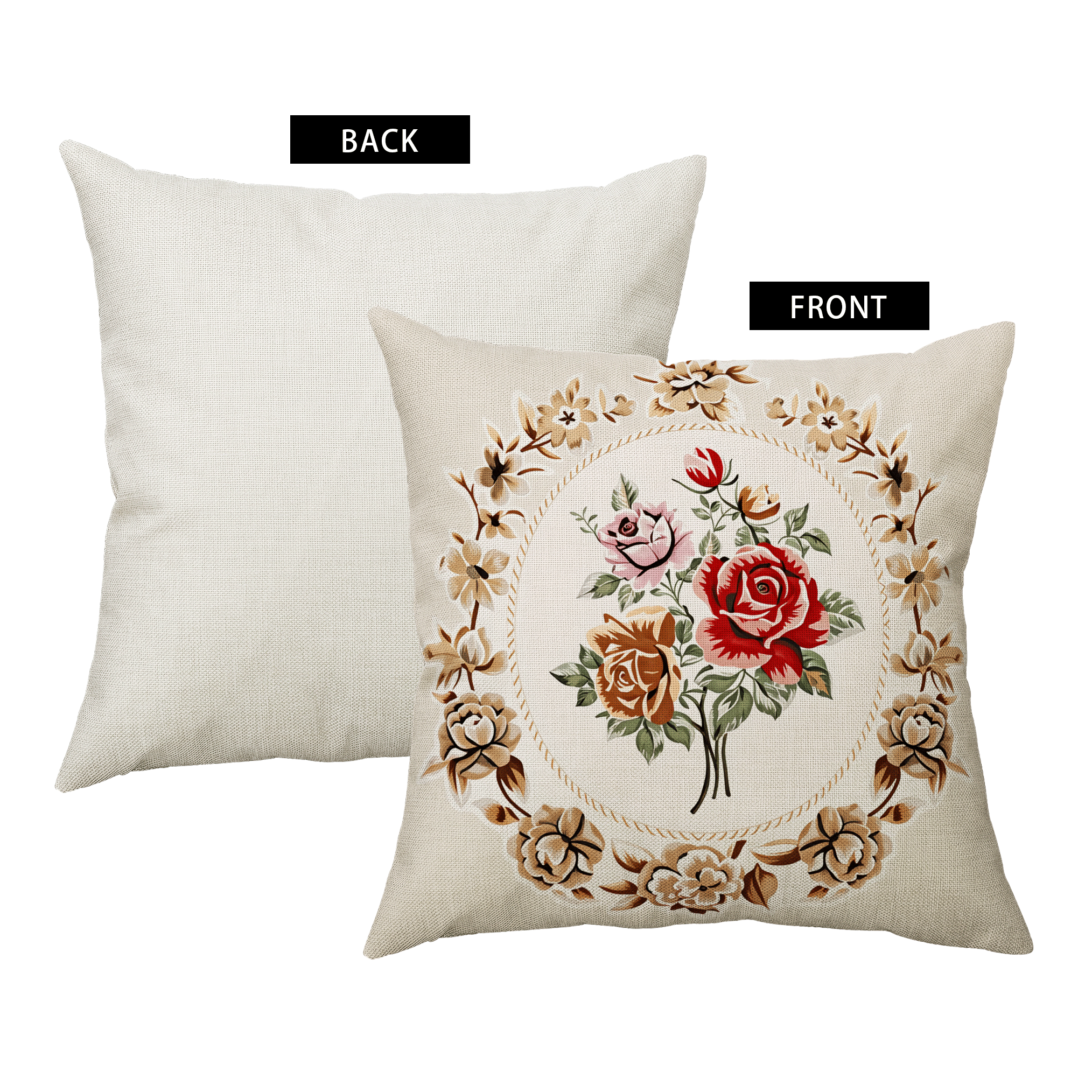 1件/4件装欧式花卉图案印花抱枕套，单面印花，尺寸分别为40*40厘米、45*45厘米、50*50厘米，适用于沙发、客厅装饰，适合日常使用。 - 彩色 - 查看 8