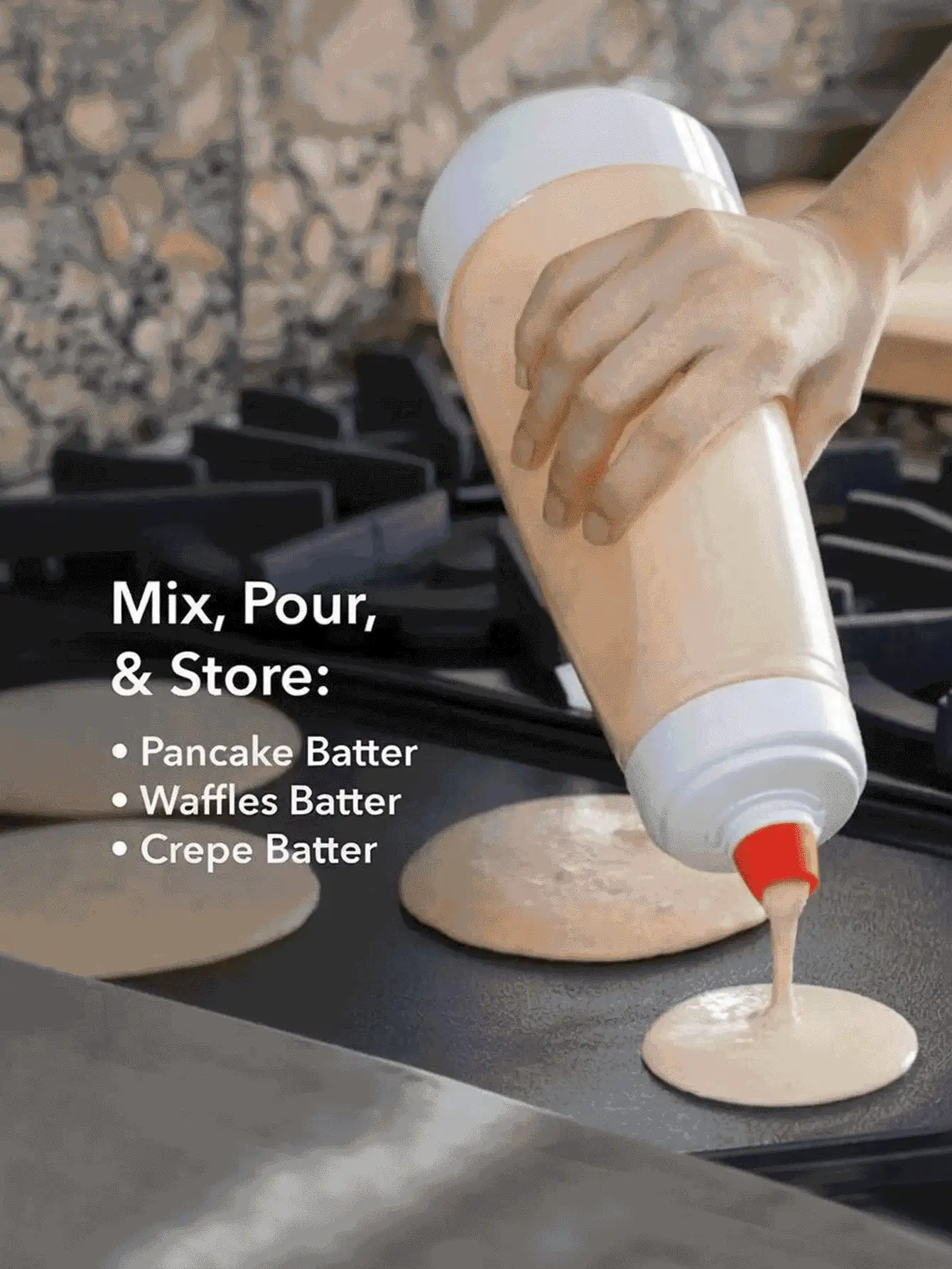 [Delivery Within 2-7 Days In The United States] Practical Batter Dispenser Bottle Easy Squeeze Control No Drip Mess Free Pouring Clear Measurement Leakproof Durable Kitchen Squeeze Bottle Pancake Dispenser For Home Families Bakers Cooking Beginners Compact Sauce Batter Dispenser Bottle Ideal For Pancake Waffle Baking Cooking Kitchen Use Batter Dispenser Kitchen Tools Accessories - Multicolor - View 2