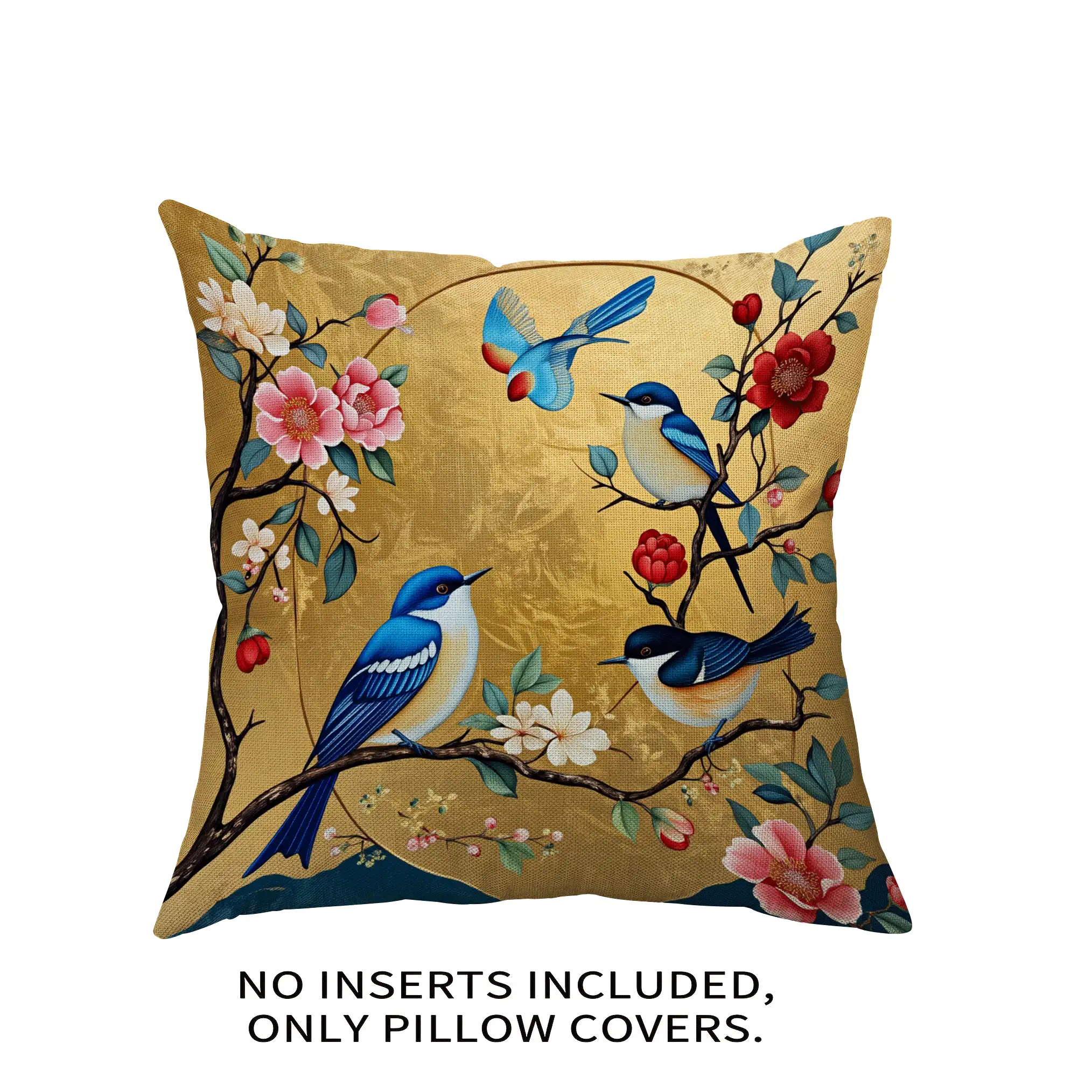 1 Stück/4 Stücke Europäischer Vintage Blumen- und Vogel-Muster Kissenbezug, einseitiger Muster, 40*40cm, 45*45cm, 50*50cm, geeignet für Sofa, Wohnzimmer Dekoration, täglicher Gebrauch - Verschiedenfarbig - Übersicht 9