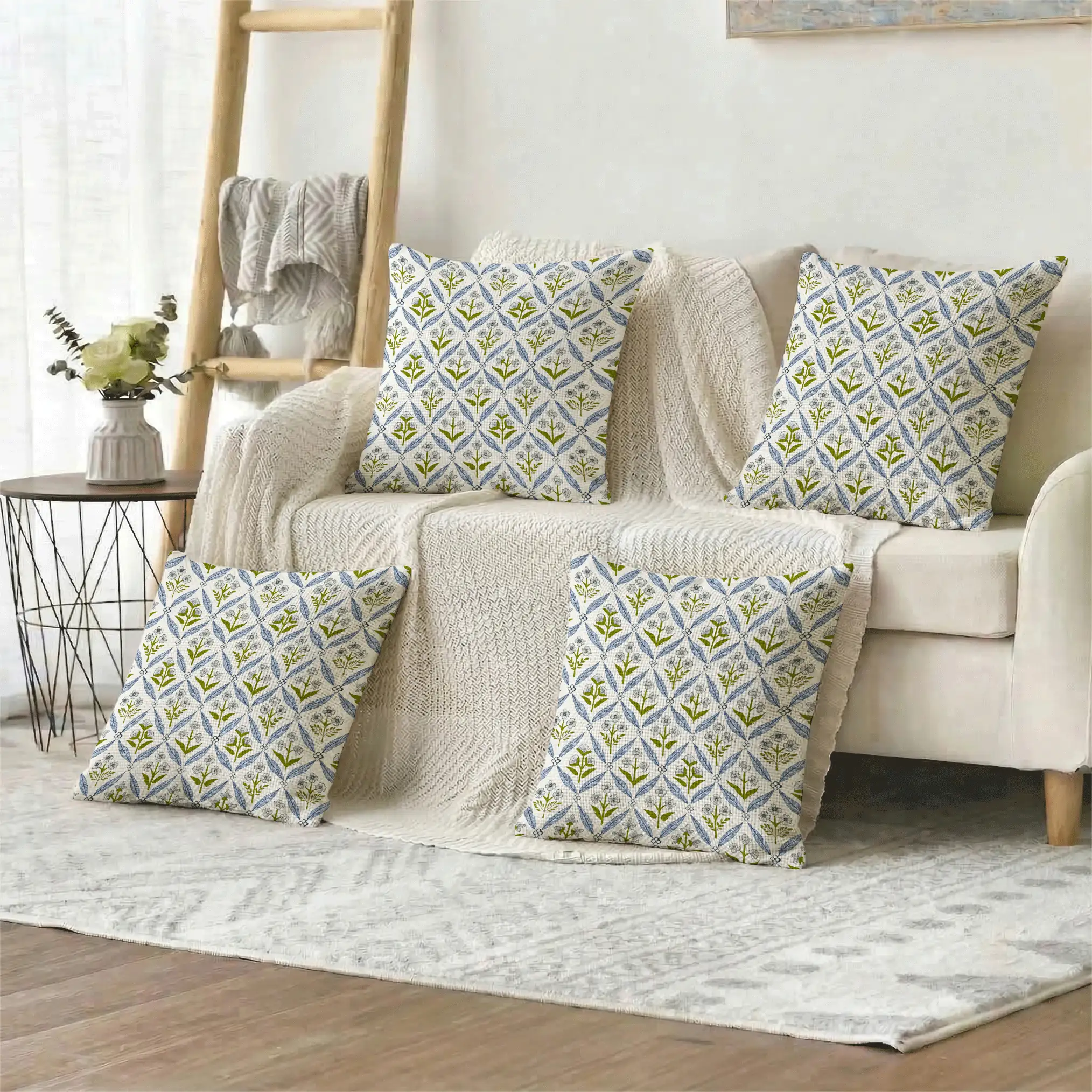 1 Stück/4 Stücke Kissenbezug mit Blumenmuster, Morrisstil, einseitiger Muster, 40*40cm, 45*45cm, 50*50cm, geeignet für Sofa, Wohnzimmer Dekoration, Alltagsgebrauch - Verschiedenfarbig - Übersicht 4