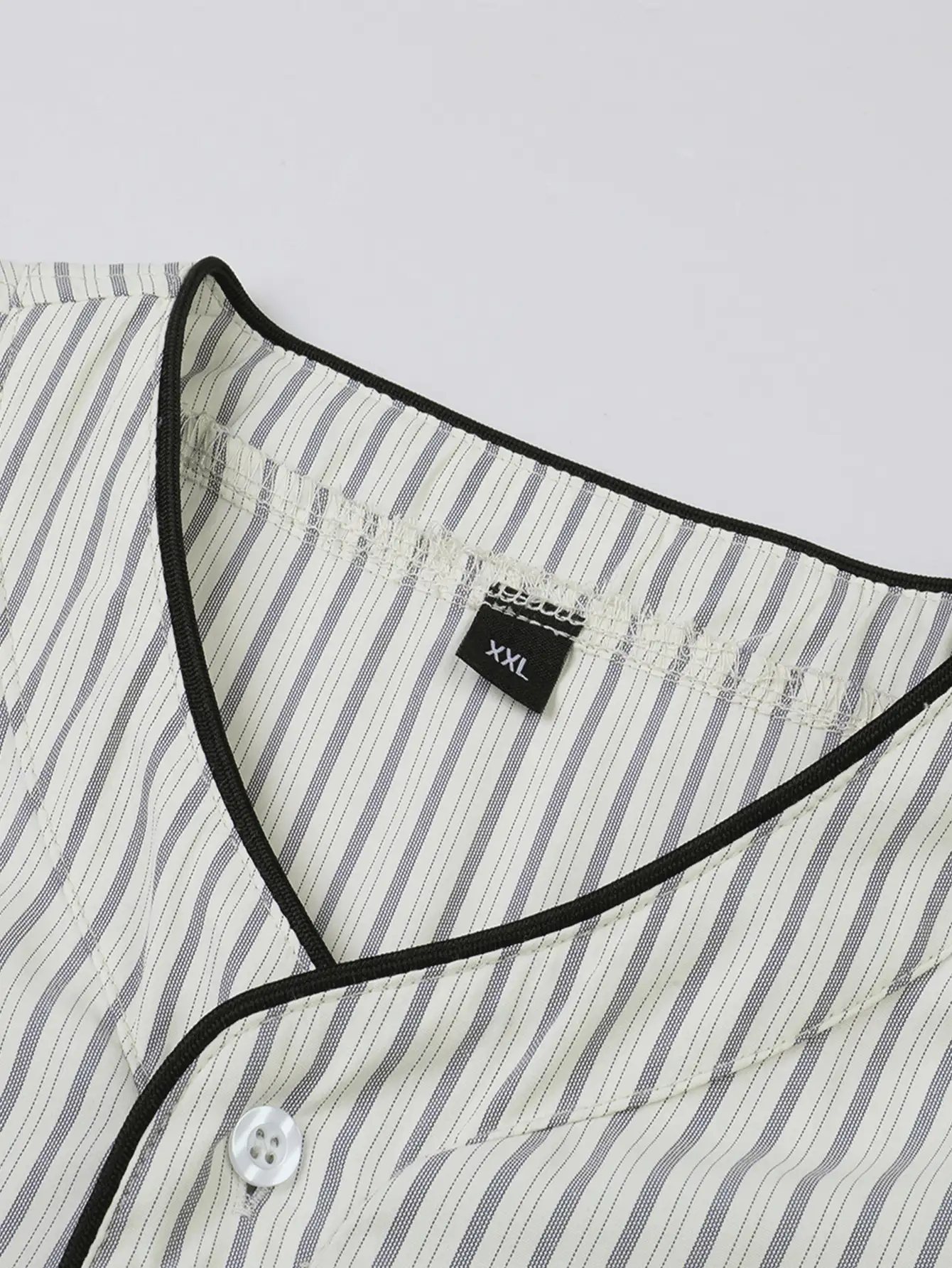 男士休闲通勤棒球短袖衬衫，夏季 - 白色 - 查看 4