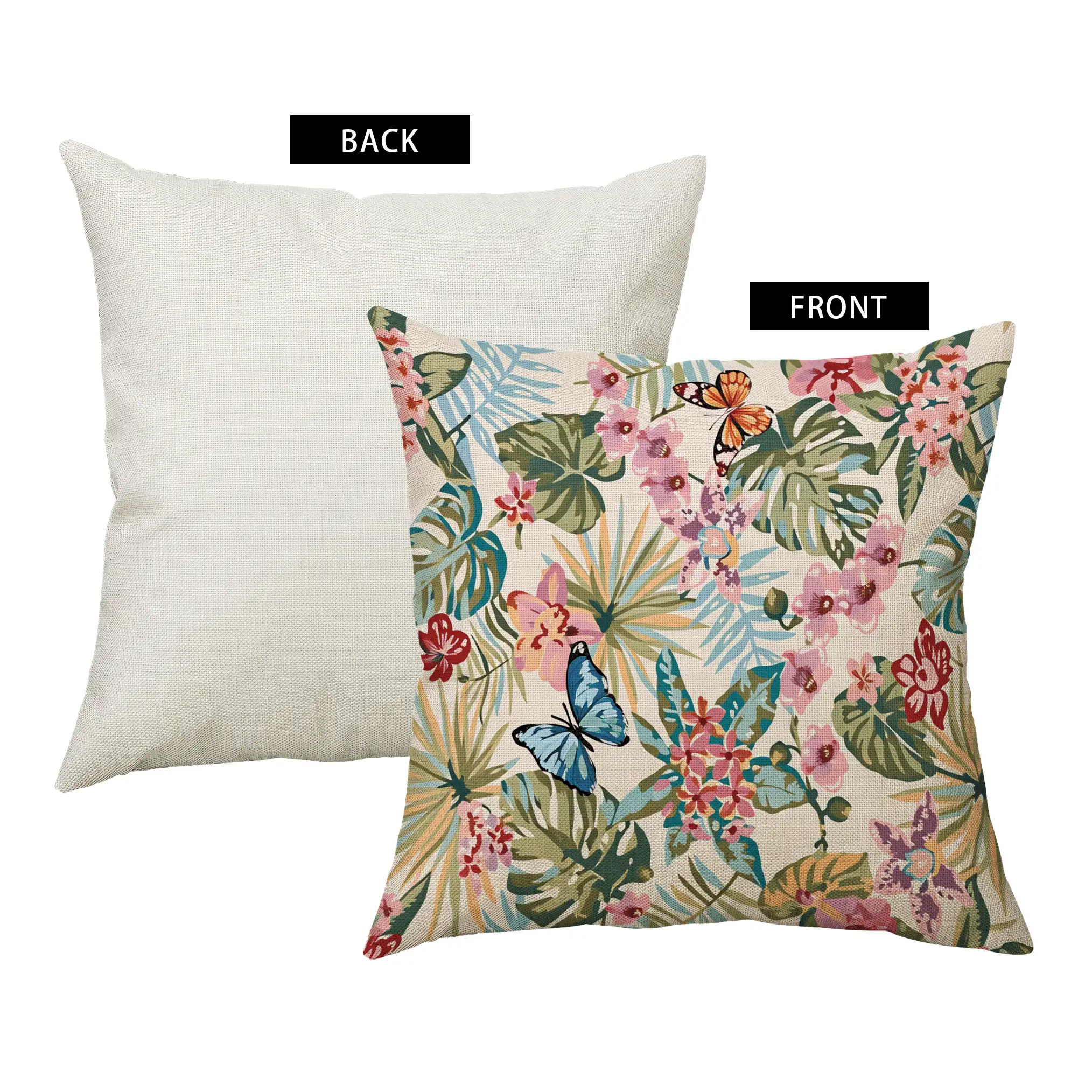 1 Stück/4 Stücke tropischer Urlaubsinspirierter rosa Orchideen Blume Muster Kissenbezug, einseitiger Muster, 40*40cm, 45*45cm, 50*50cm, geeignet für Sofa, Wohnzimmer Dekoration, Alltagsgebrauch - Verschiedenfarbig - Übersicht 8