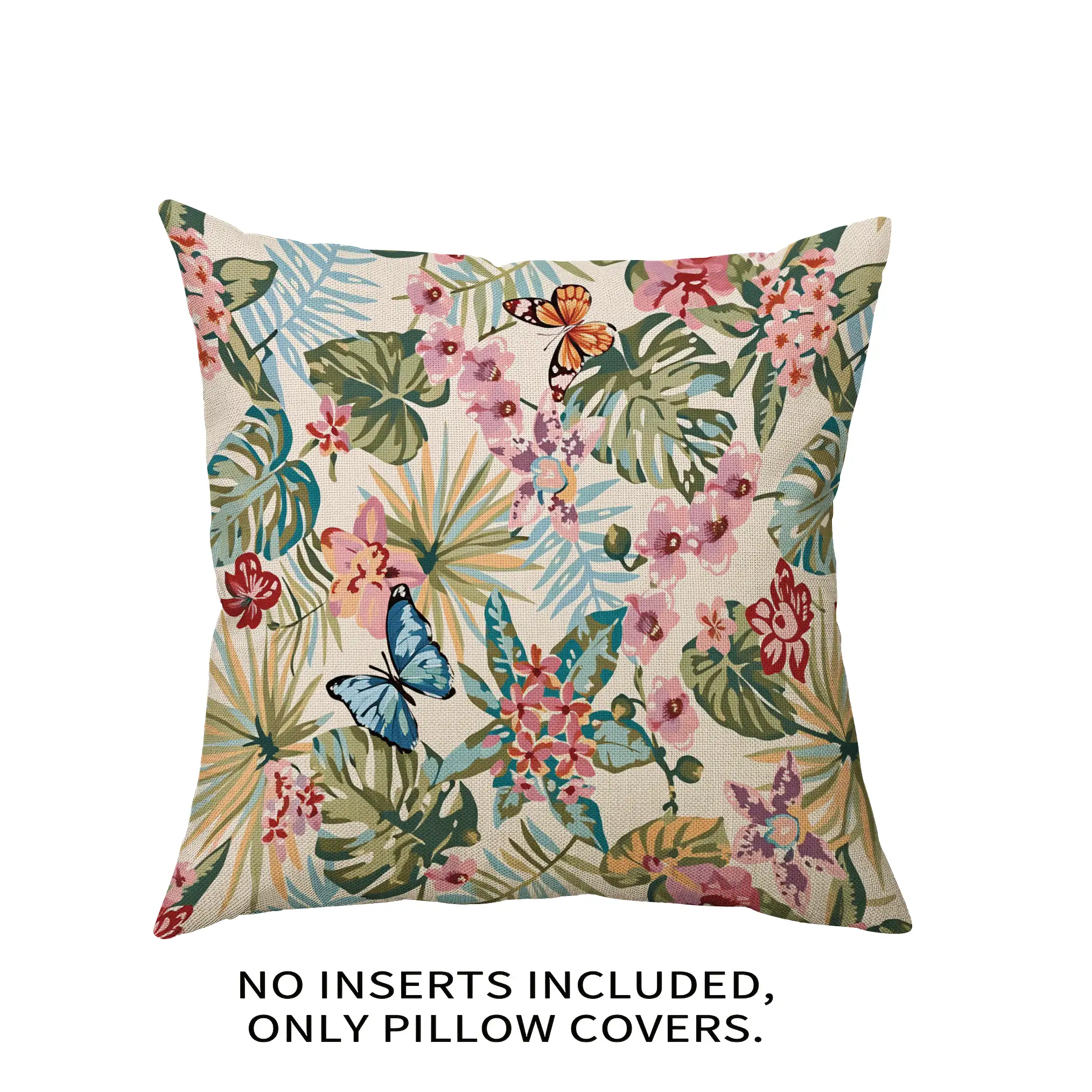 1 Stück/4 Stücke tropischer Urlaubsinspirierter rosa Orchideen Blume Muster Kissenbezug, einseitiger Muster, 40*40cm, 45*45cm, 50*50cm, geeignet für Sofa, Wohnzimmer Dekoration, Alltagsgebrauch - Verschiedenfarbig - Übersicht 3