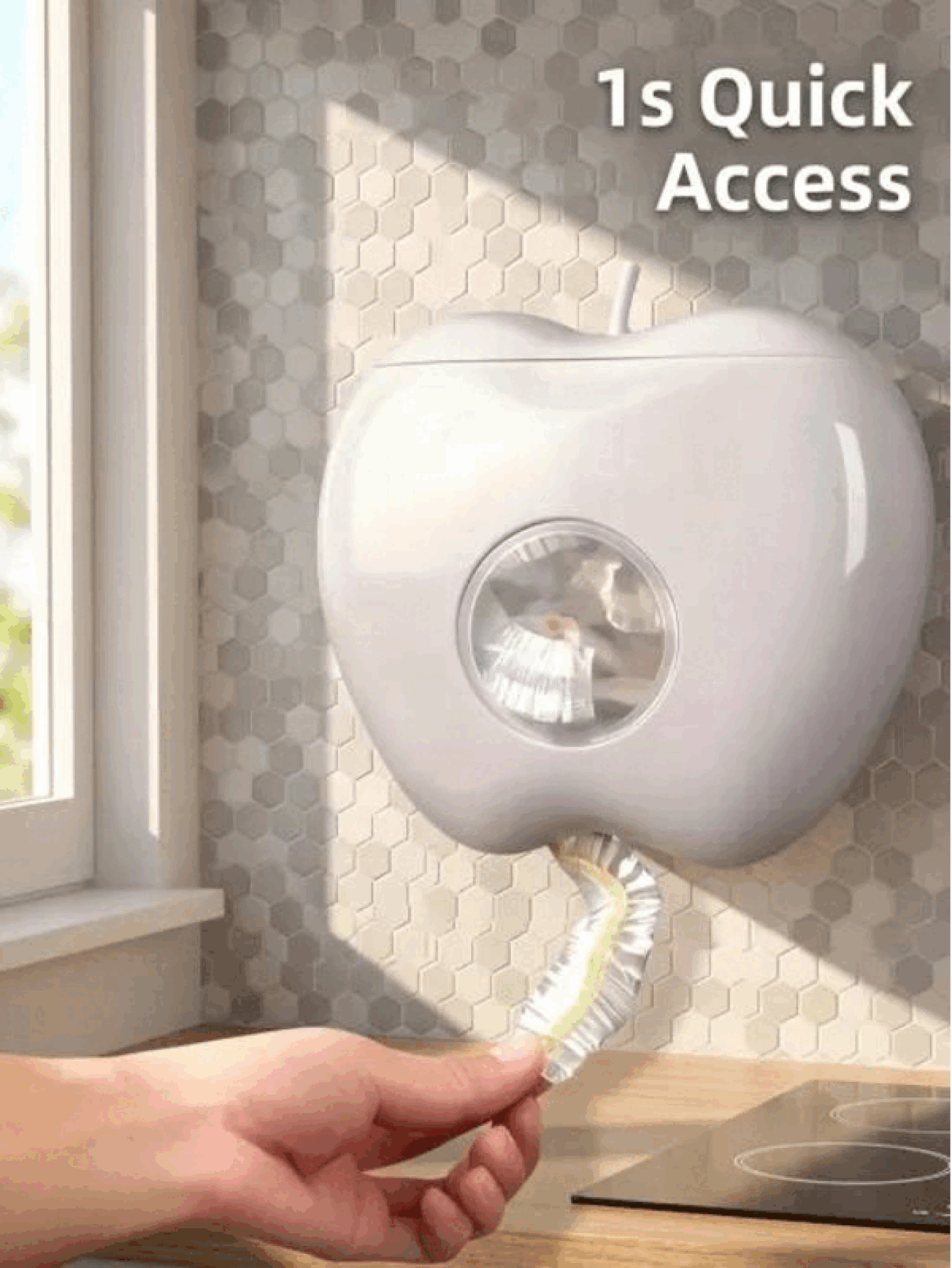 大容量塑料包装收纳架，苹果形收纳袋，整齐收纳袋，浴帽，保鲜膜，耐用壁挂式收纳盒，男女通用，适用于家庭、办公室、厨房、浴室收纳，厨房装饰，家居装饰，浴室配件 - 彩色 - 查看 2