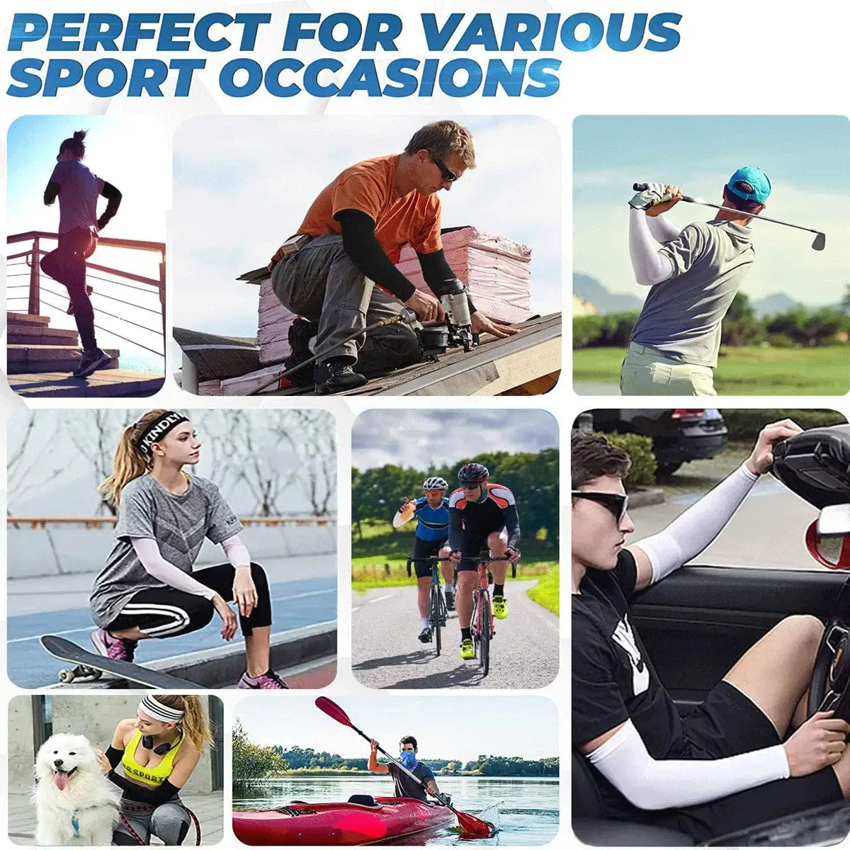 8 đôi ống tay chống nắng tia cực tím dành cho nam và nữ, ống tay nén thoáng khí chống nắng - Thể thao - Tập luyện - Che hình xăm - Nhiều màu - Xem 2