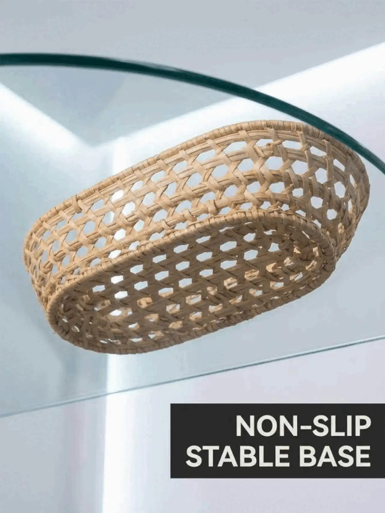 Aesthetic Rattan Tray Baskets With Openwork Breathable Design Fruit Baskets For Women Men Sleek Keys Basket For Entryway Table To Hold Bread Snacks And Miscellaneous Items Wicker Rattan Storage Basket Kitchen Essentials Decor Party Household Items - Yellow - View 3