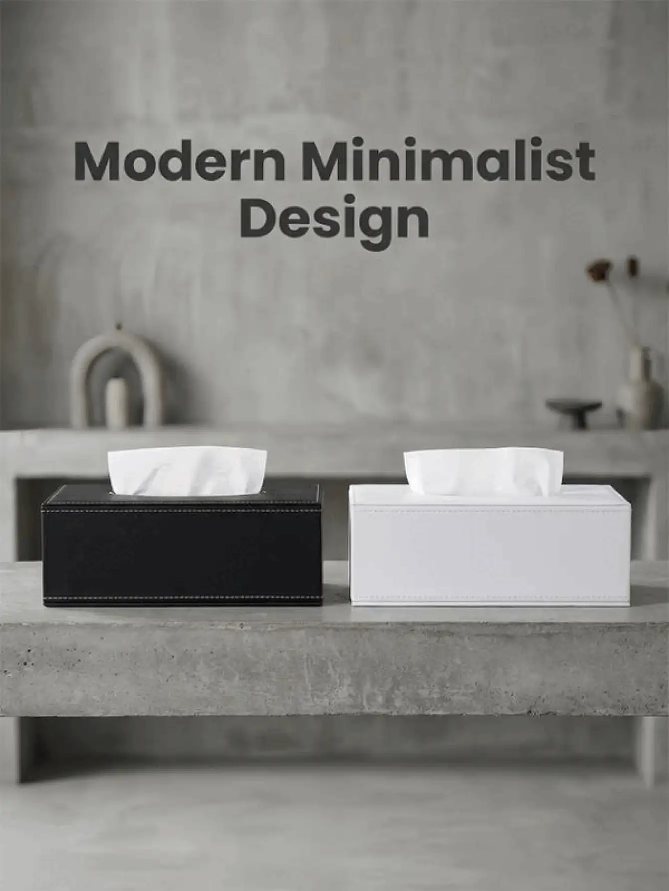 Sleek Tissue Box With Elegant Stitching Smooth Extraction Pu Leather Tissue Holder For Men And Women Minimalist Rectangular Tissue Box To Decorate Vanity Desk Bedroom Living Room Office Coffee Table And Nightstand Kitchen Home Essentials Accessories - Multicolor - View 3