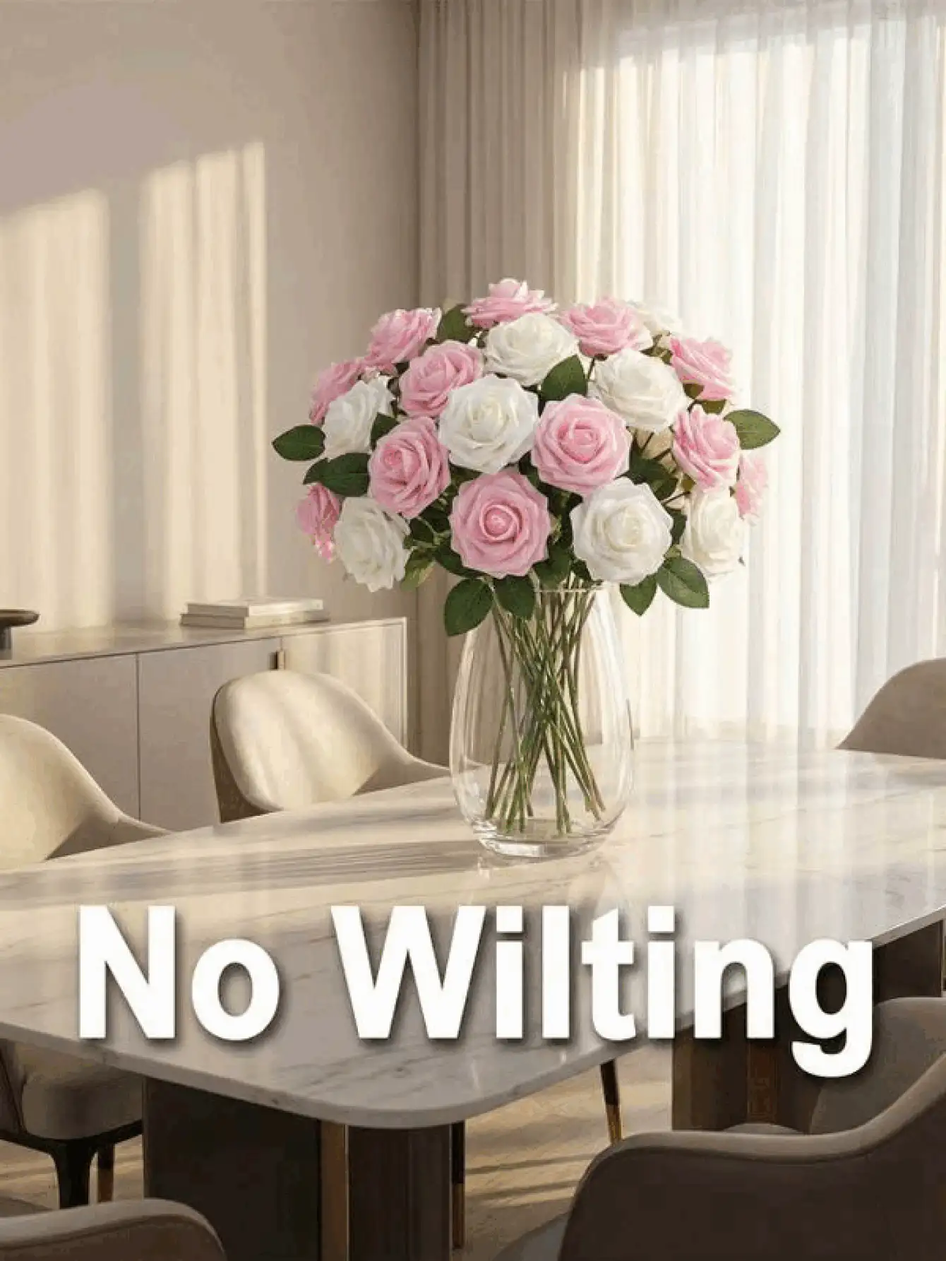 Artificial Roses Flowers With Flexible Stems Components To Achieve Natural Look In Diy Crafts Everlasting Blossoms For Women Workers Crafters Artificial Roses Flowers For Decorating Office Desks Bedroom House Wedding Party Supplies Pieces For Table - Multicolor - View 3