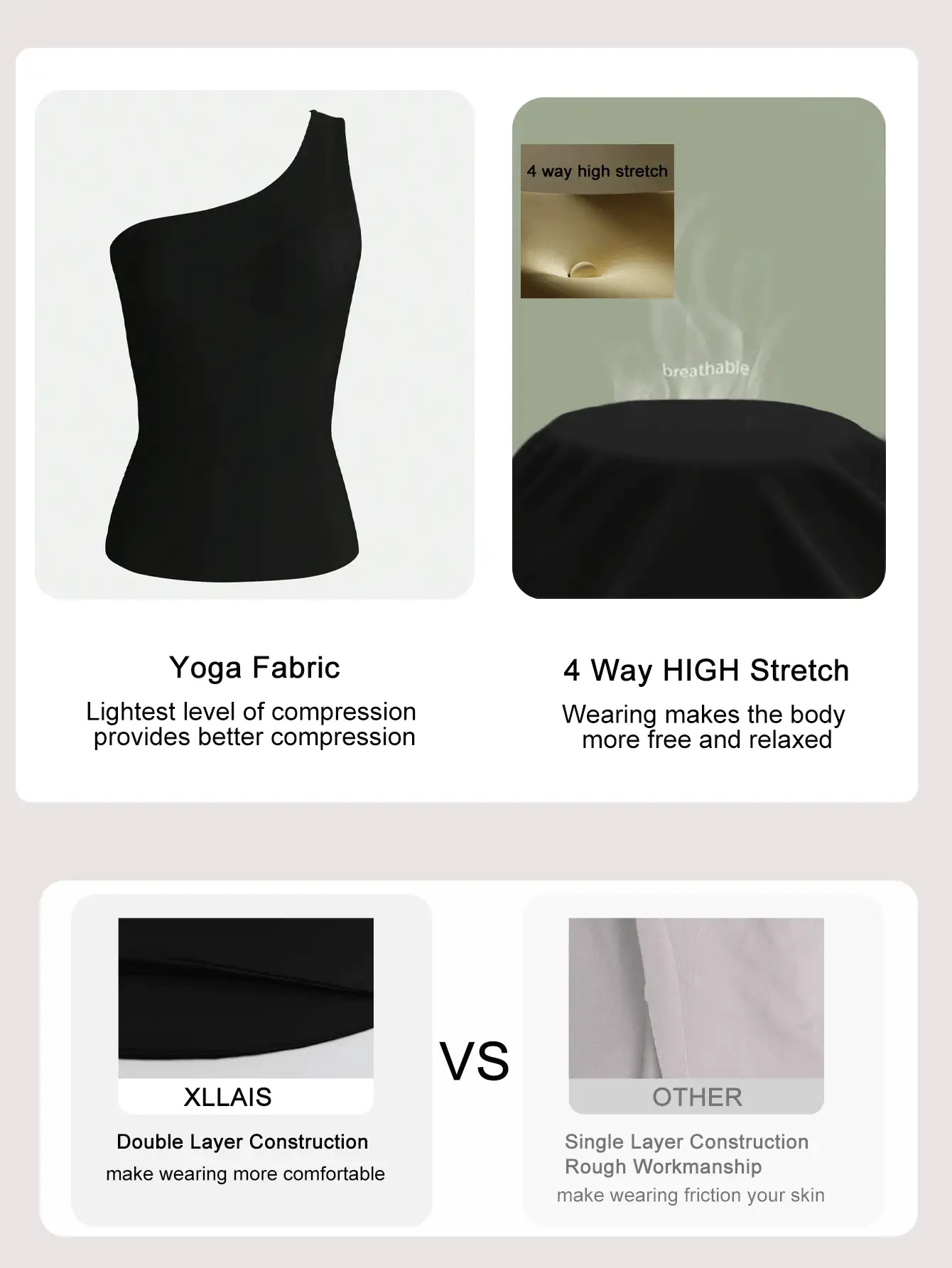 XLLAIS Black Sleeveless Crop Top, Stretchy Fitted Casual Top, Party Wear For Women Summer - Black - View 3