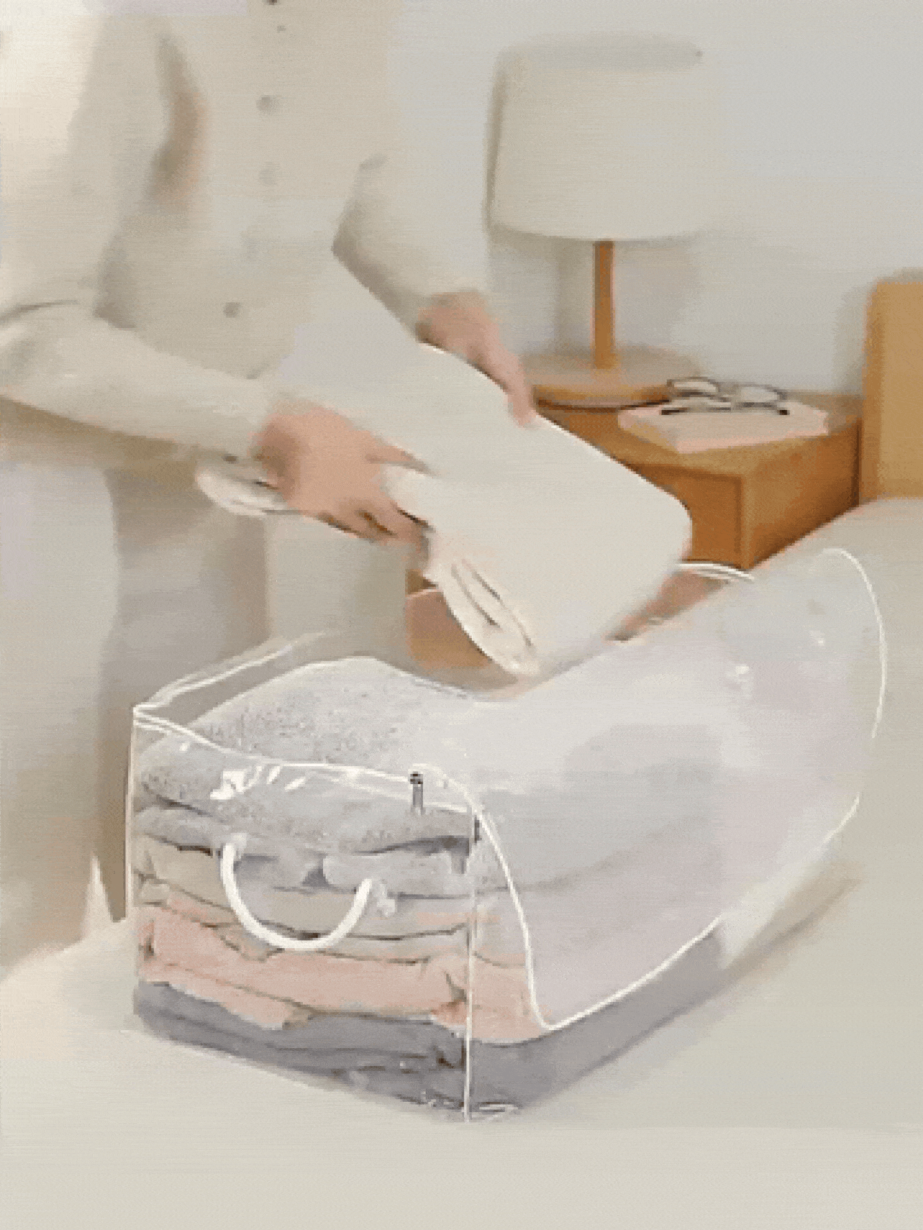 Túi đựng đồ cỡ lớn, túi sắp xếp quần áo trong suốt, túi đựng quần áo, chăn ga gối đệm, đồ chơi dung tích lớn, hộp đựng đồ di động chống bụi và chống ẩm, hộp đựng đồ trong tủ quần áo phòng ngủ, vật dụng cần thiết cho mùa tựu trường. - Nhiều màu - Xem 2