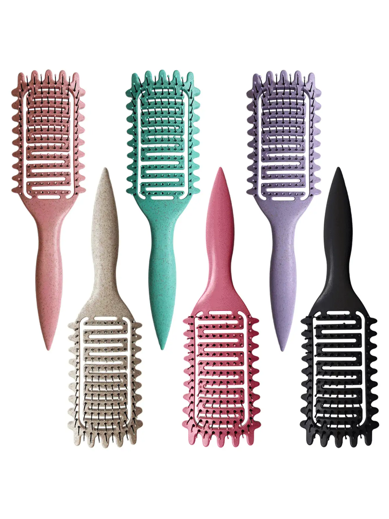 4pcs Curly Hair Styling Brush Set, Soft Curl Brush, Curling Brush, Open-Ended Elastic Curl Brush, Curling Hair Brush, For Detangling, Shaping And Styling Curly Hair, Suitable For Women, Reduces Pulling, Easy To Use, Fits All Hair Types, Hair Brush, Curling Brush, Open-Ended Brush, Massage Brush - Multicolor - View 3