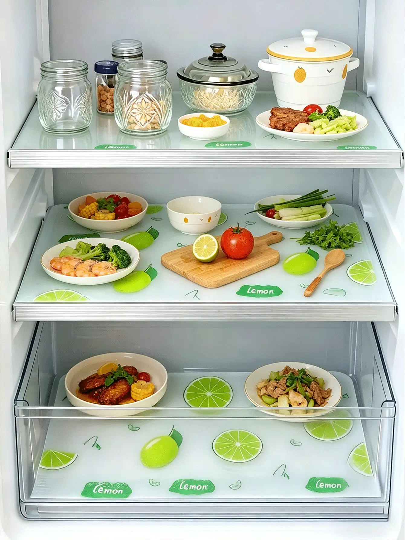 Bộ 4 tấm lót tủ lạnh chống thấm nước - Chống ẩm, chống trơn trượt, có thể giặt và tái sử dụng. Được làm từ chất liệu EVA, trang trí với họa tiết chanh/lá vàng/hoa táo dại độc đáo. Thích hợp cho tủ lạnh và trang trí nhà bếp. Có thể dùng làm tấm lót tủ lạnh, tấm lót ngăn kéo, tấm lót kệ, khăn trải bàn, tấm lót tủ giày và tấm lót tủ. Đồ dùng gia đình, đồ dùng nhà bếp, đồ thủ công mỹ nghệ, đồ dùng lưu trữ, phụ kiện nhà bếp, trang trí nhà cửa, quà tặng Ngày của Cha, trang trí lễ Eid. - Nhiều màu - Xem 4