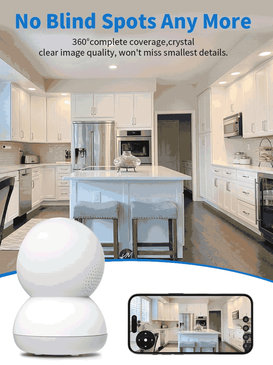 5G Wireless WiFi 5MP HD Wireless Security Camera, AI Smart Human Tracking And Motion Detection, 2.4G/5G Alarm Push, Video Surveillance, Smart Home Security Camera, PTZ Camera, Indoor/Outdoor Two-Way Audio Security, Suitable For Baby/Pet/Home/Office Monitoring - White - View 3