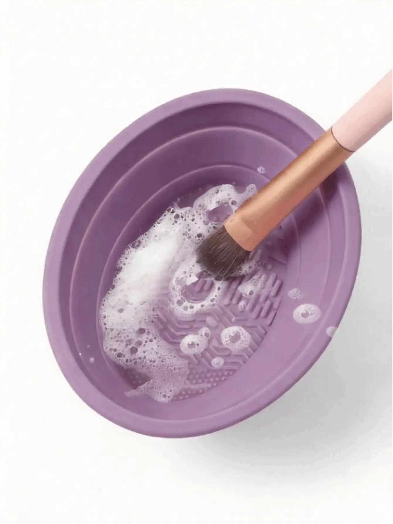 Foldable Makeup Brush Cleaning Mat, Portable Makeup Brush Cleaning Bowl, Suitable For Eyebrow, Blush, Face And Eye Brushes, Made Of Silicone, Cleaning Tool For Studio, Home, Travel, Dorm, Vacation, Makeup Brush Cleaning Board, Makeup Cleaning Supplies, Vanity Essentials - Multicolor - View 3