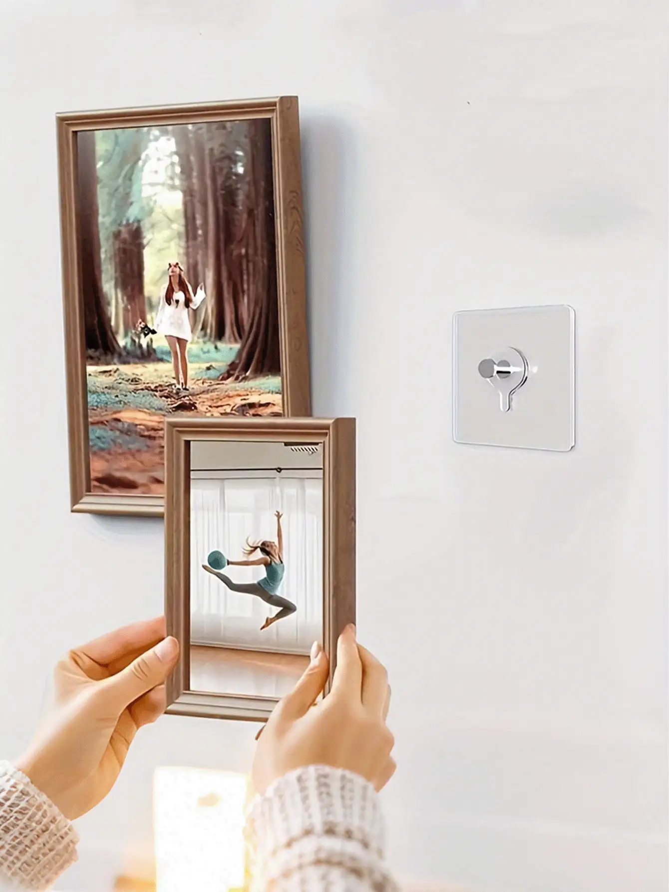 No Drill Strong Adhesive Hooks, Waterproof Modern Plastic Hooks, Invisible Hooks Suitable For Hanging Photos, Frames, Clocks, Applicable For Bedroom, Bathroom, Kitchen, Home Decor, Exhibition Decor, Birthday, Graduation, Bathroom Decor, Wall Decor - Multicolor - View 3
