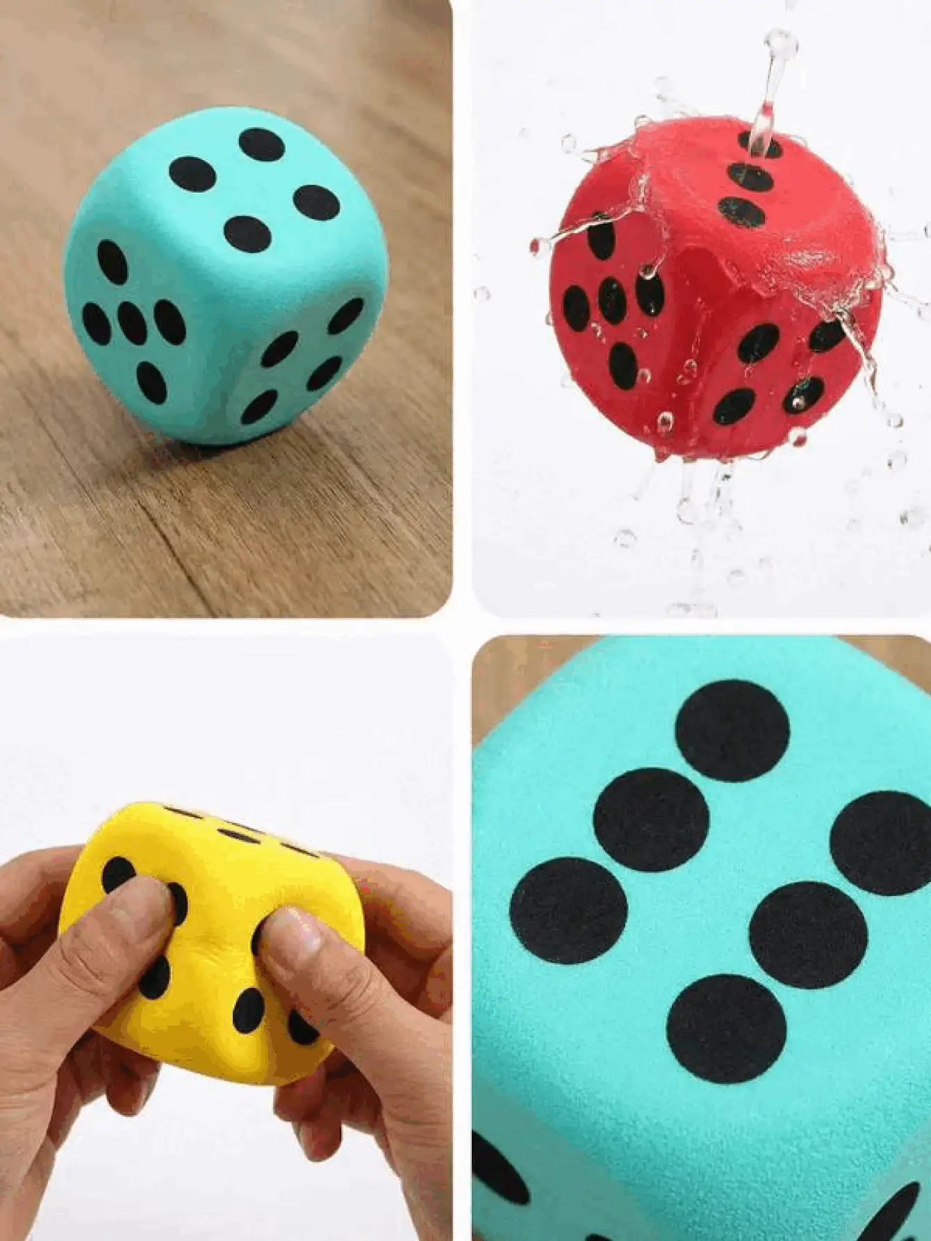 Ultraleichte Eva-Schaum-Würfel mit geräuschlosem Bounce-Design, bunte weiche Craps-Würfel für Brettspielliebhaber und Partyplaner, quetschbare große Schaumstoffwürfel perfekt für Innenveranstaltungen, Quetschspielzeug, Hochzeitsartikel, Junggesellinnenabschied, Abschlussfeier Spielzeug - Einheitsgröße - Übersicht 3