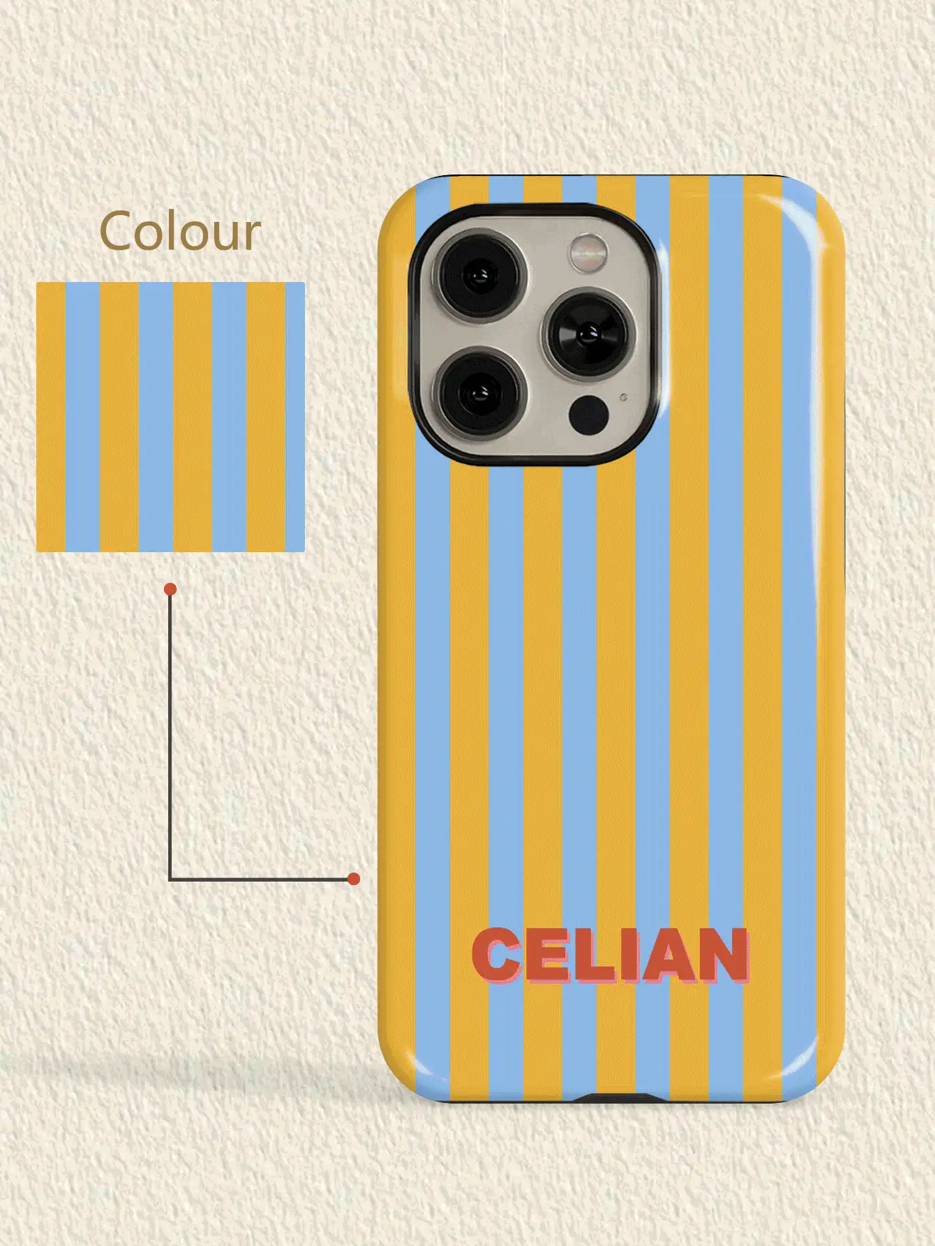Customized Striped Patchwork Letter Color 2-In-1 Glossy Filmic Hard Phone Case Cover Suitable For IPhone 11/12/13/14/15/16 17 Pro Max - Multicolor - View 2