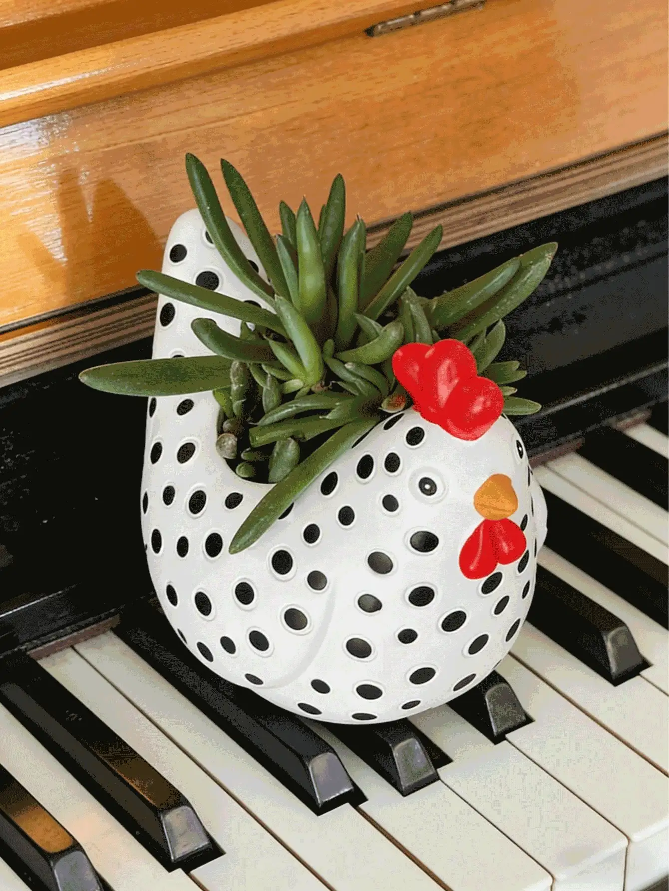 Exquisite Chicken Planters With Solid Base Weight To Stop Accidental Spills Unique Vase For Nature Lovers Scratch Proof Resin Rooster Sculpture Perfect Tea Table Porch Flower Pot Plant Pots Garden Stuff Home Room Decor Wedding Items Father Day Gift - One Size - View 3