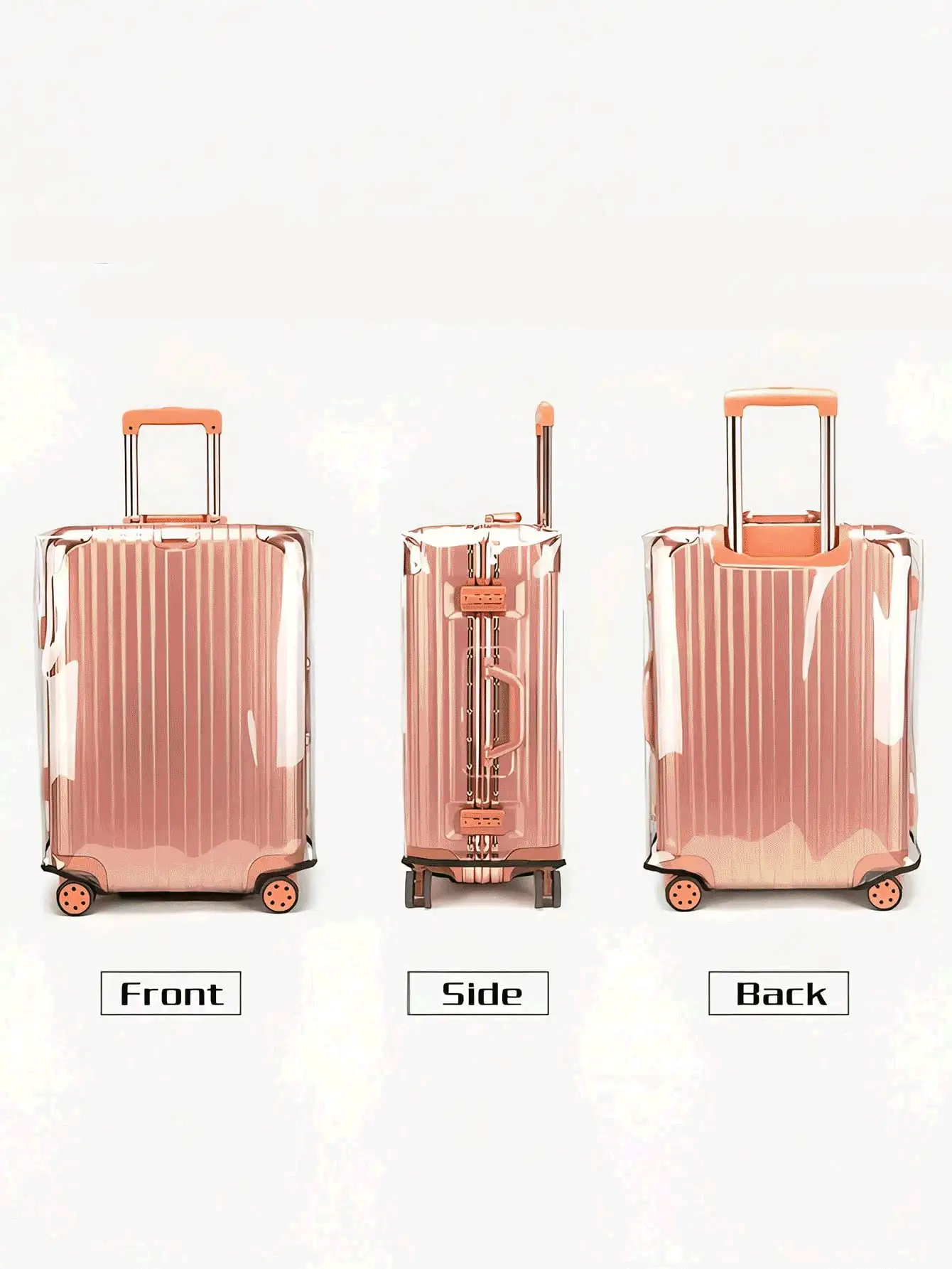 Heavy-Duty Clear Luggage Cover With Hook And Loop Bottom Thick PVC Travel Protective Case For Global Travelers Waterproof Suitcase Protector Perfect For Rainy Flights Protector Suitcase Covers Travel Essential Cruise Essentials Room Home Decor Wedding - Multicolor - View 3