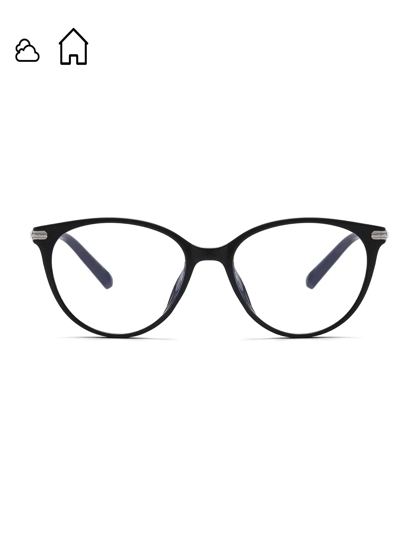 Color Changing Sunglasses, Transparent Lens Turning To Light Gray, Retro Cat Eye Frame Plastic Fashion Glasses, Classic Design For Outdoor Travel Beach Vacation Casual Wear, Summer UV Protection Sunglasses For Men And Women, Computer/Gaming/TV/Phone Glasses, Anti-Blue Light Glasses, Fashion Optical Glasses Frame - Black - View 2