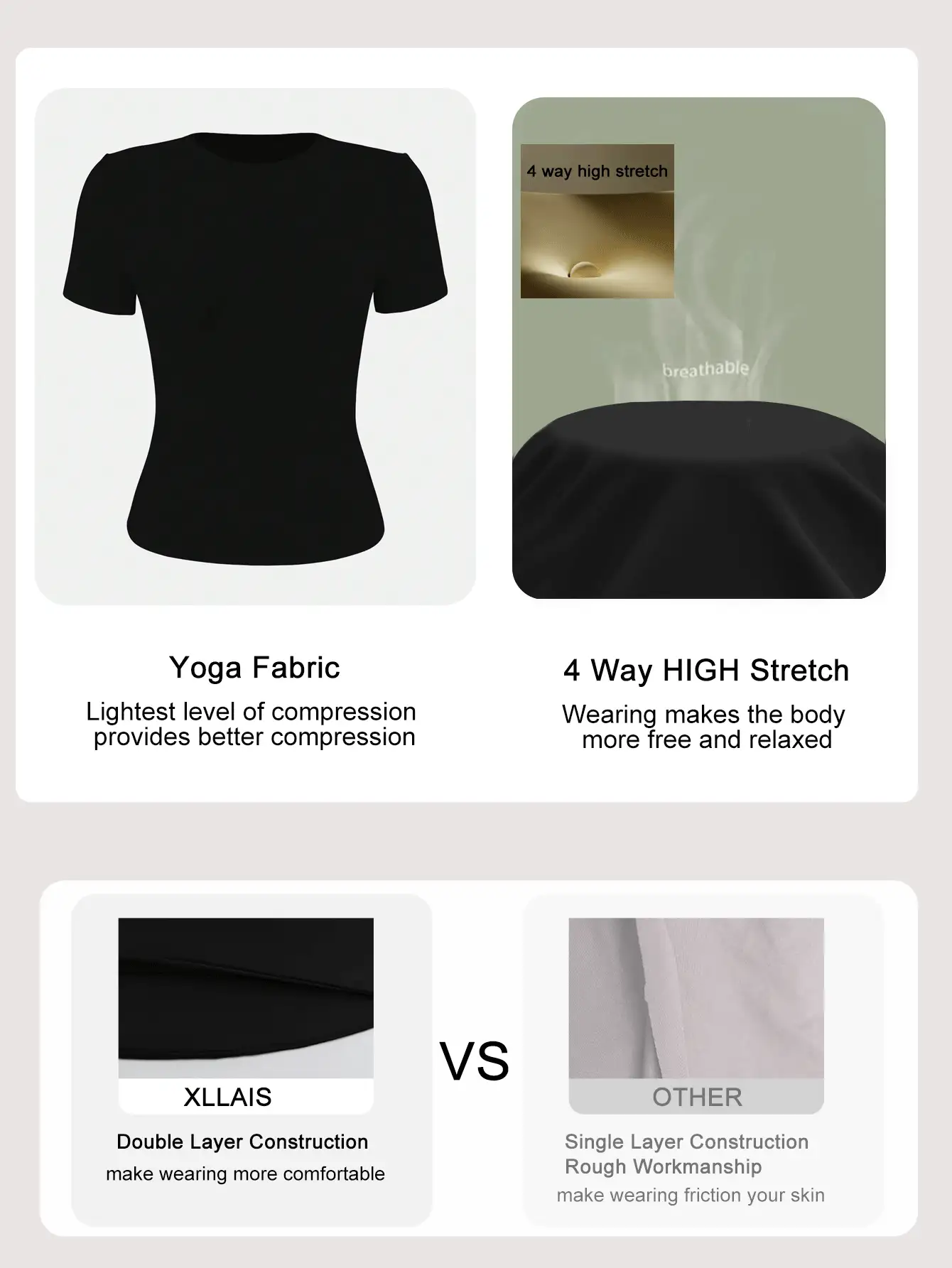 de manga corta y cuello redondo, blanca y sólida, ajustada y deportiva, para mujer, verano, modelo 2025 - Negro - Ver 6