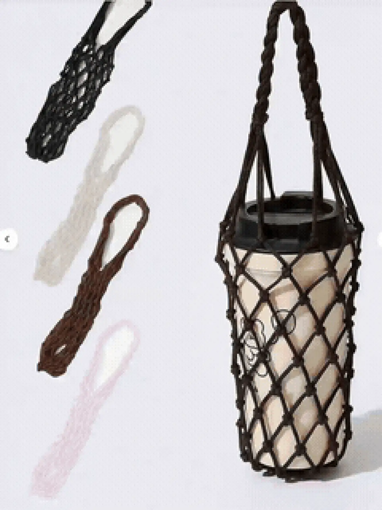 Portable Elastic Mesh Bag, Woven Coffee Cup Mesh Bag, Unisex, Reusable, Travel Storage Bag, Home Decor, Travel Vacation, Beach, Summer Holiday, Daily Outdoor, Fitness Sports, Gym, Back To School, Camping Essential Accessory - Multicolor - View 3