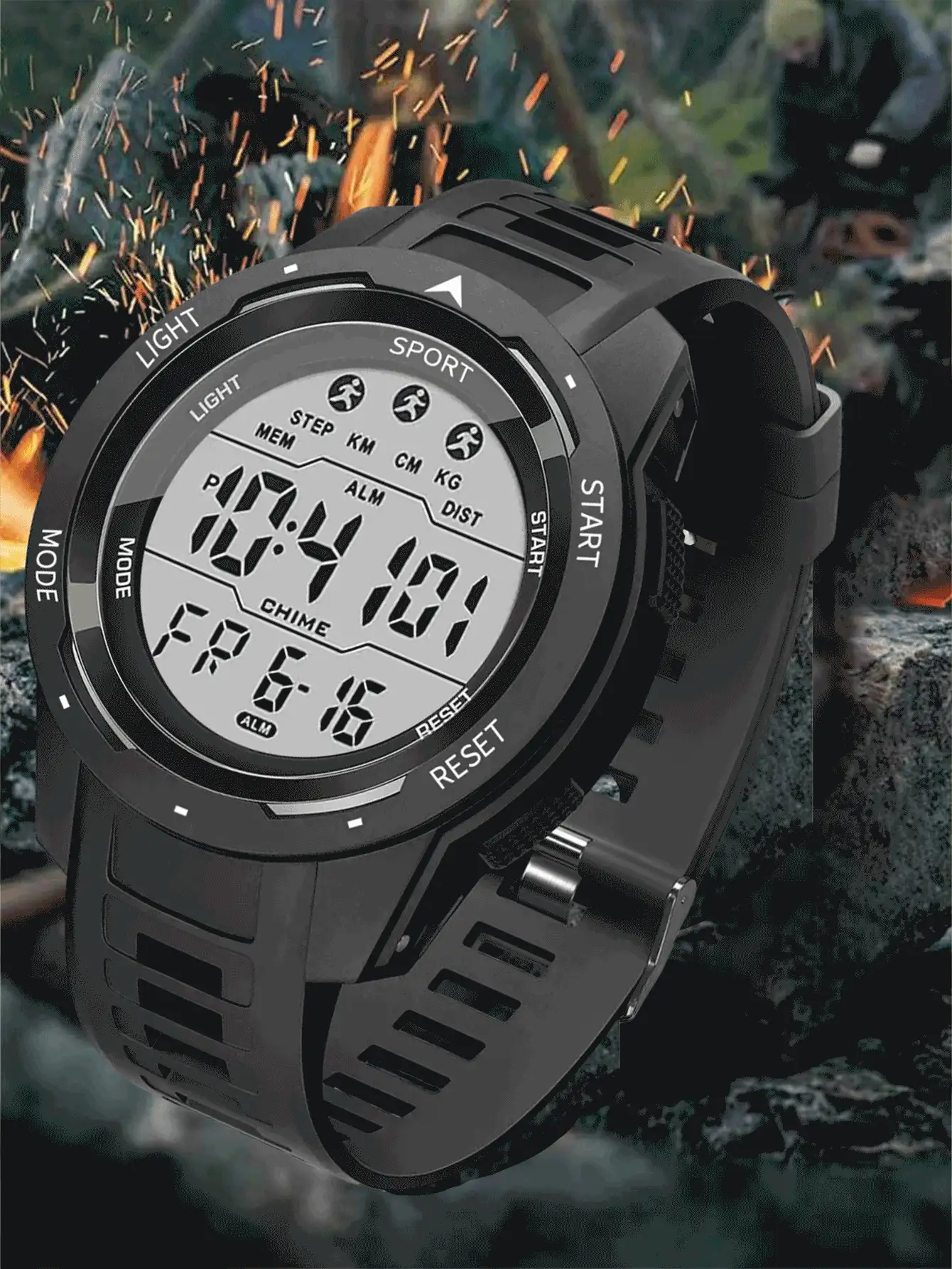 Men's Outdoor Sports Watch With Large Dial, LED Backlight, Digital Display, Stopwatch, Date. For Students, Teachers, Christmas, Daily Decoration, Gift - Multicolor - View 2