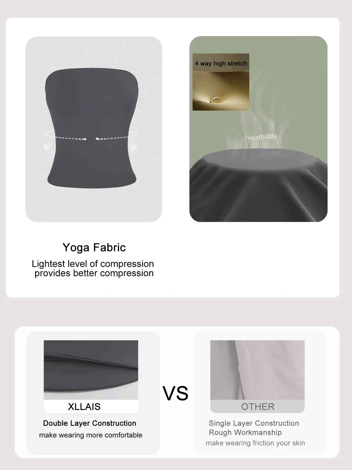 Camiseta sin tirantes sexy básica, top tubo ajustado de unicolor y elástico a la moda, adecuado para mujeres en todas las estaciones, casual negro de verano - Gris Oscuro - Ver 3