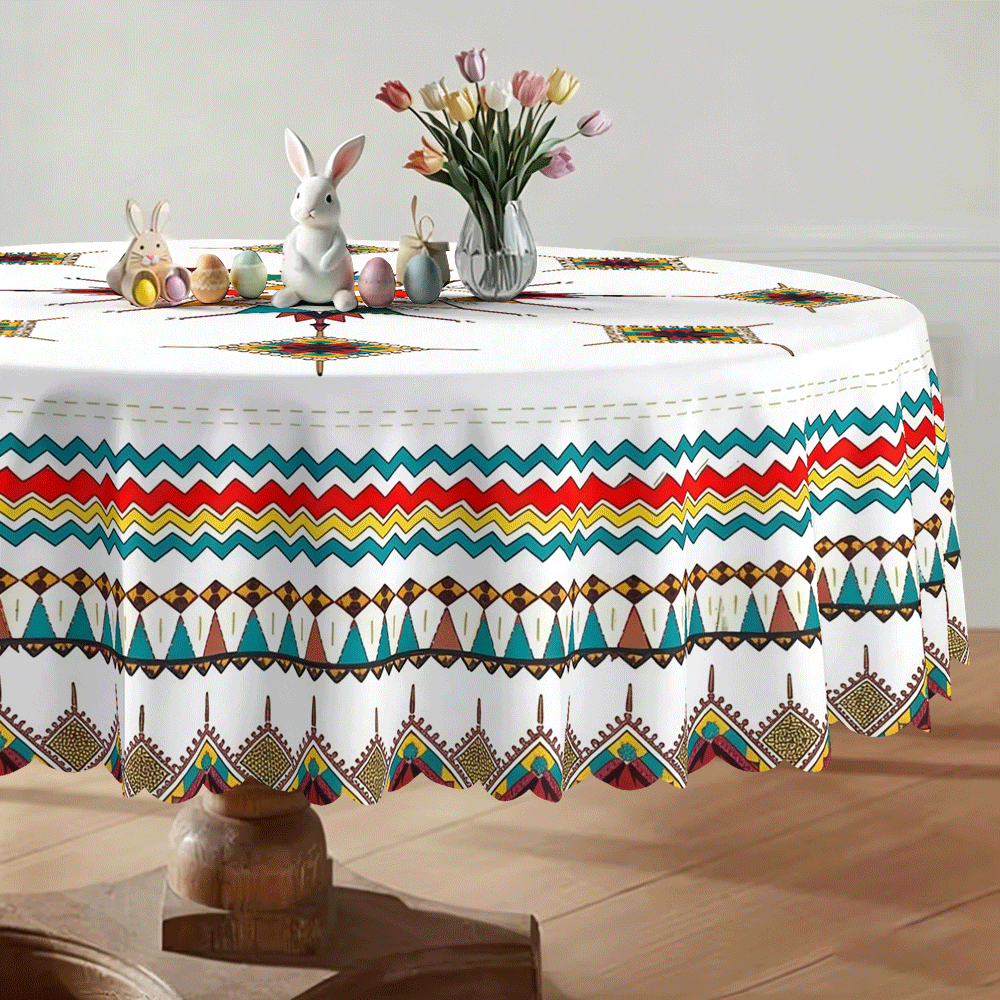Bộ 1 chiếc, Khăn trải bàn họa tiết hình học hiện đại, phẳng 2D, chất liệu polyester, thích hợp cho phòng ăn, trang trí bàn ăn, khăn trải bàn nhà bếp, phòng ăn gia đình, văn phòng, phòng khách, bàn dã ngoại, tiệc tùng, sinh nhật, trang trí ngày lễ, phù hợp cho ăn uống trong nhà/ngoài trời, phù hợp với bàn hình chữ nhật/vuông/tròn, phong cách cổ điển Anh, phong cách đồng quê Pháp. - A - Xem 3