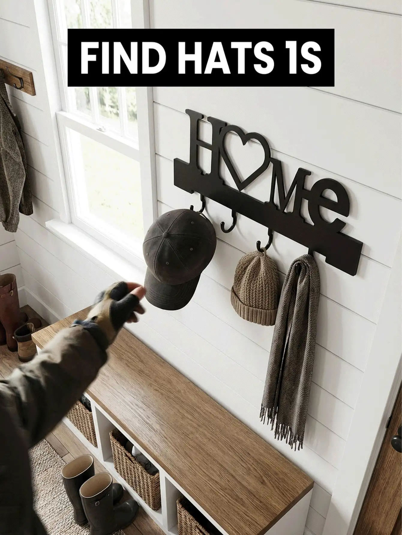 Heart-Shaped Wall-Mounted Key Hook Storage Rack, Durable Metal Material, Black Style, Suitable For Home, Can Hang Car Keys, Handbags, Keychains, Room Decor, Entryway Organizer - Multicolor - View 3