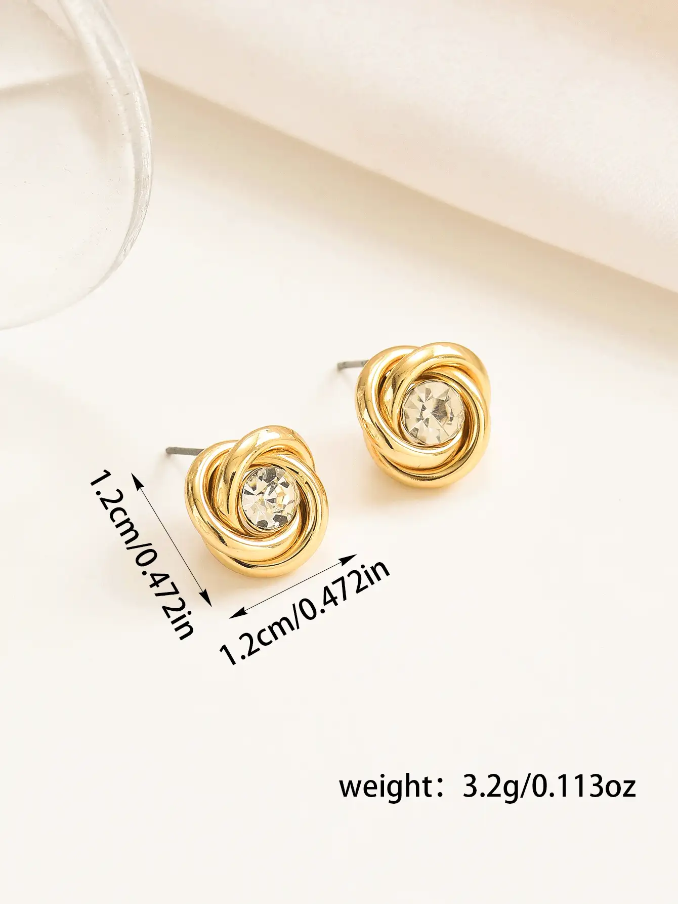 1 paire de boucles d'oreilles élégantes en zircone incrustée torsadée, convenant à un port quotidien - Doré - Voir 5