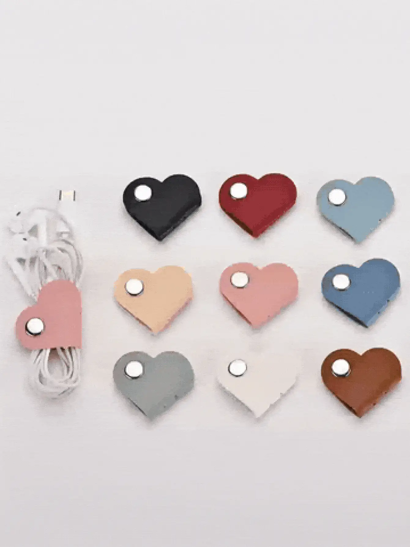 Heart Shaped Cord Organizer Earphones Headphones Cable Winder Organizer For Men And Women Cute Pu Leather Cable Organizer Ideal For Bags Use Travel Essentials Accessories Organizer Luggage Suitcase Back To School - Multicolor - View 3