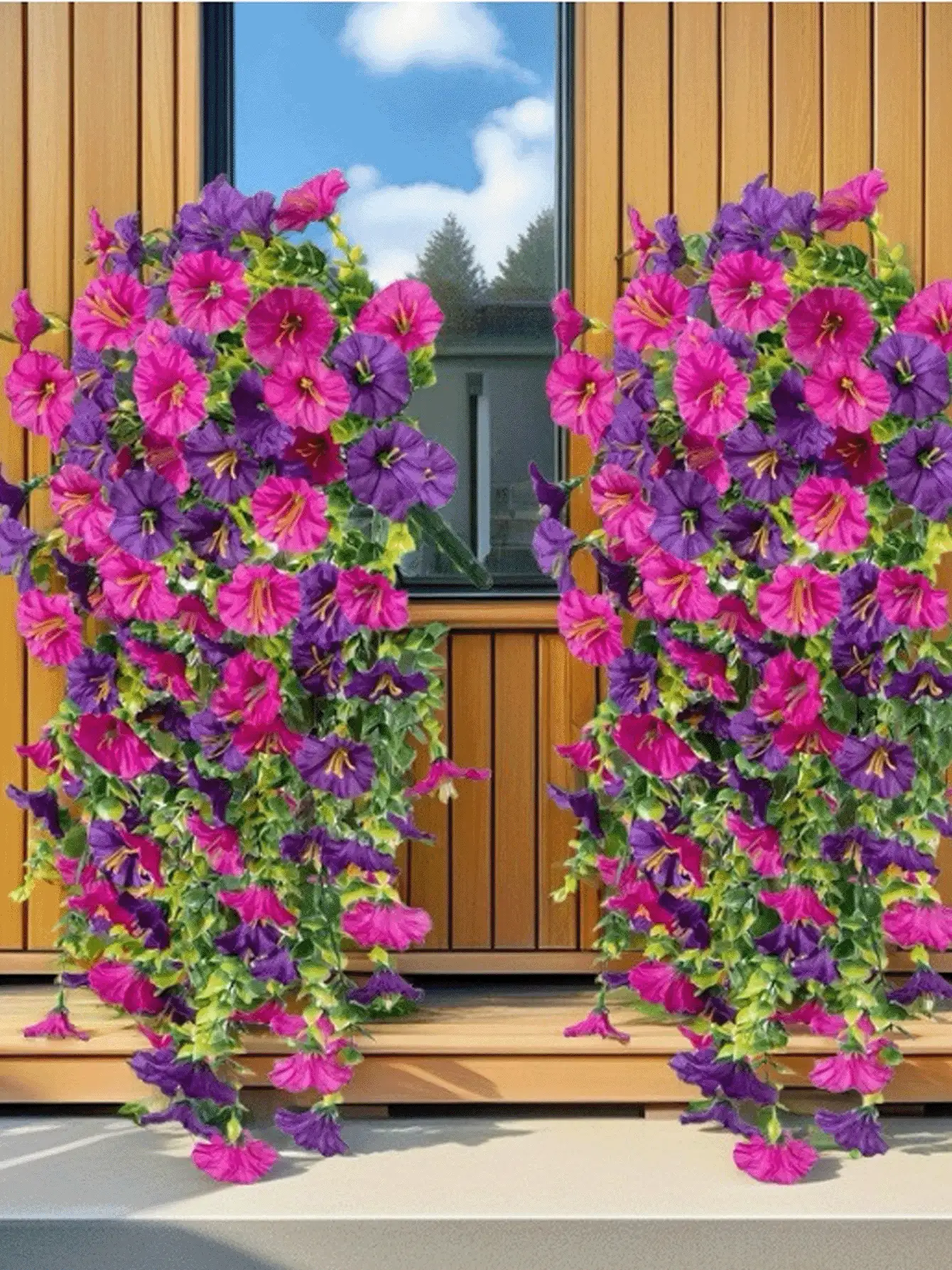 Mixed-Color Morning Glory Flowers Hanging Flowers Plants Artificial Morning Glory For On Wall Garden Decor Plant Yard Garden Stuff Outdoor Flower Pot Home Supplies Outdoor Patio Wedding Fall Halloween Decor Porch Room Gardening Hanging Decorations - Multicolor - View 3