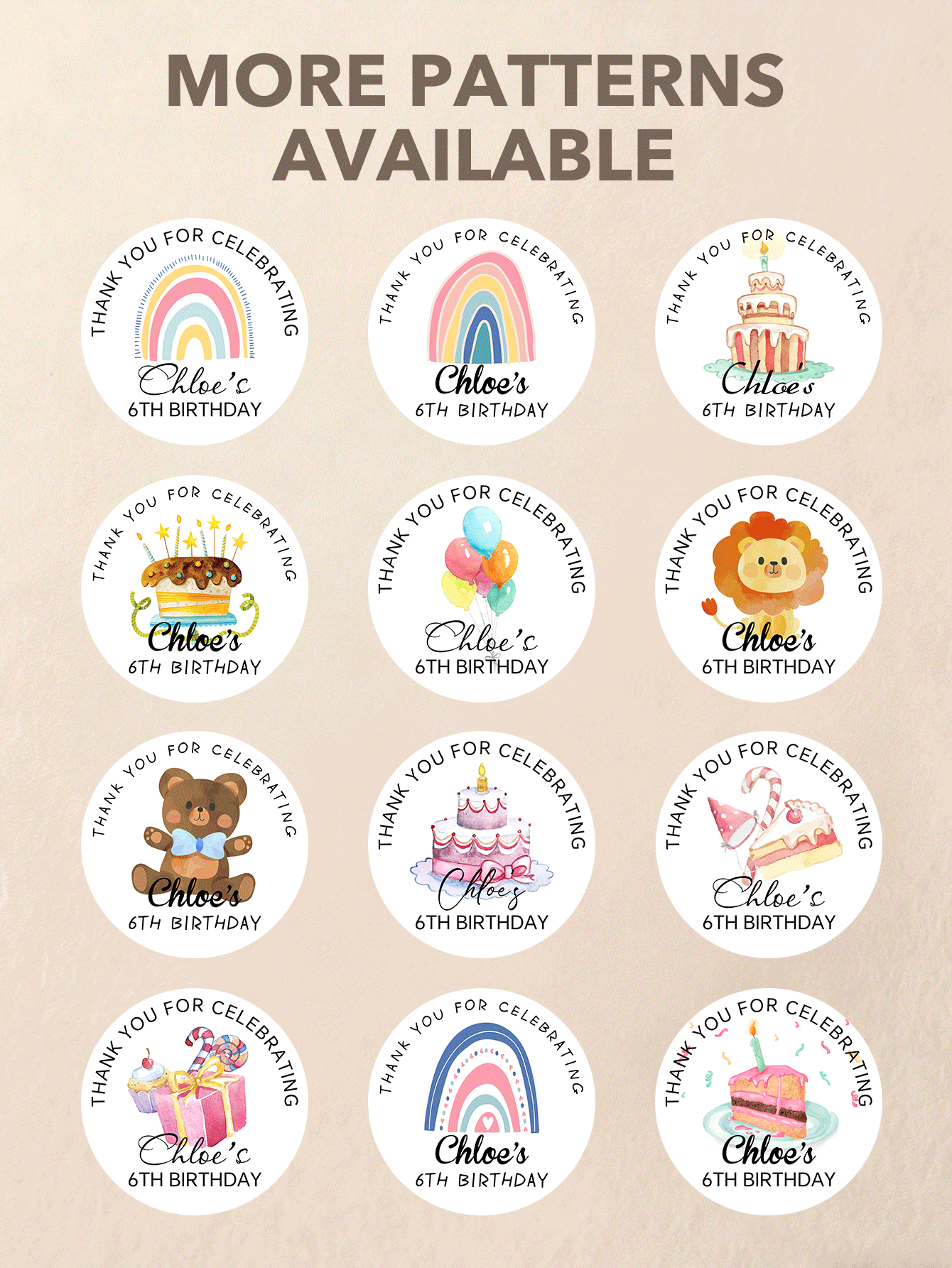 Custom Photo Round Stickers, Personalized Birthday Stickers With Your Own Picture, Waterproof PVC Peel & Stick Labels For Party Favors, Cake Decoration, Gift Bags, Invitations & School Rewards, 16-300Pcs Available, Multiple Templates To Choose - Multicolor - View 2