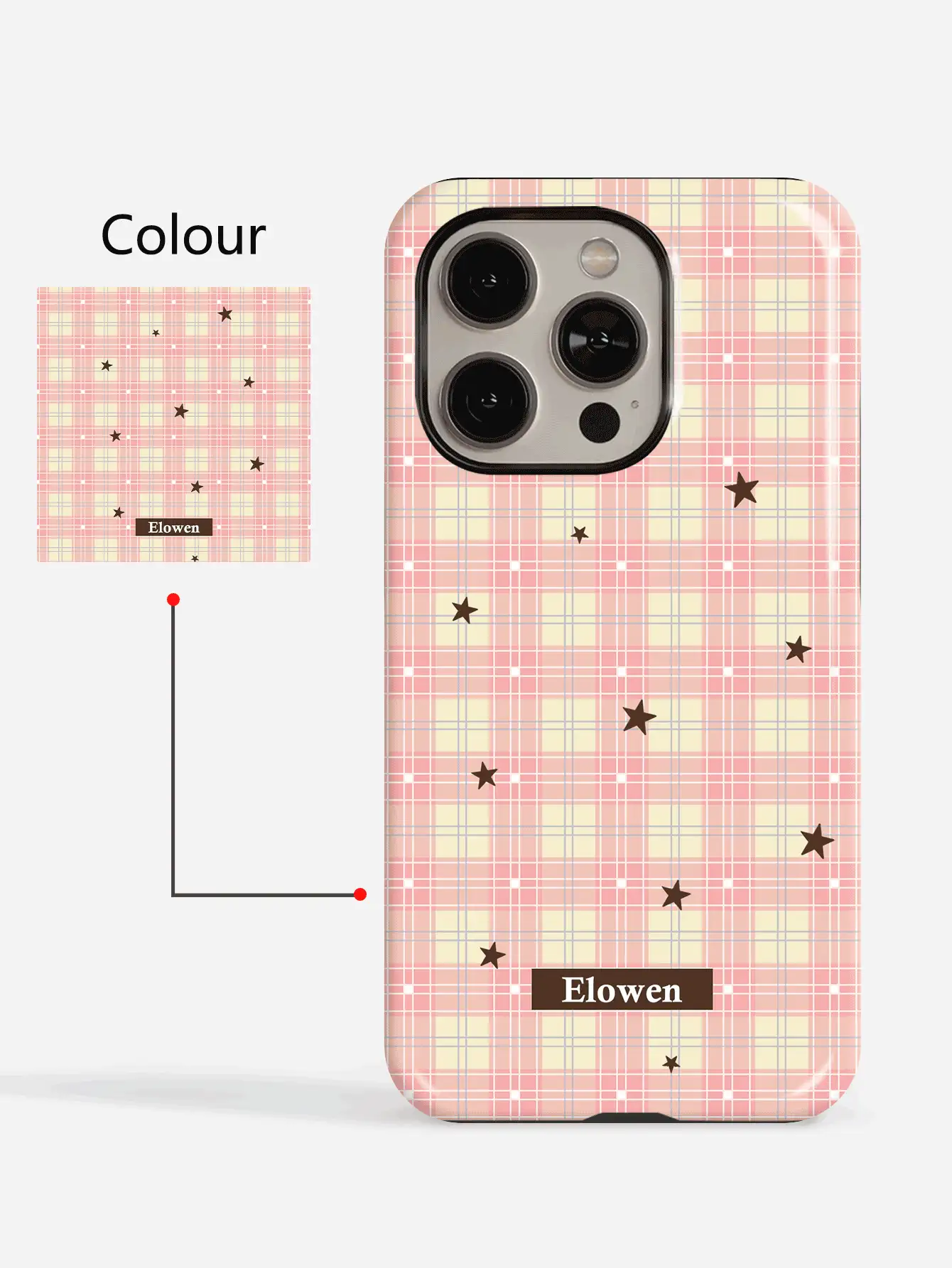Customized Colorful Plaid Star Pattern Phone Case, Fully Covered Glossy Protective Hard Shell Cover Suitable For IPhone 11/12/13/14/15/16 17 Pro Max - Multicolor - View 2