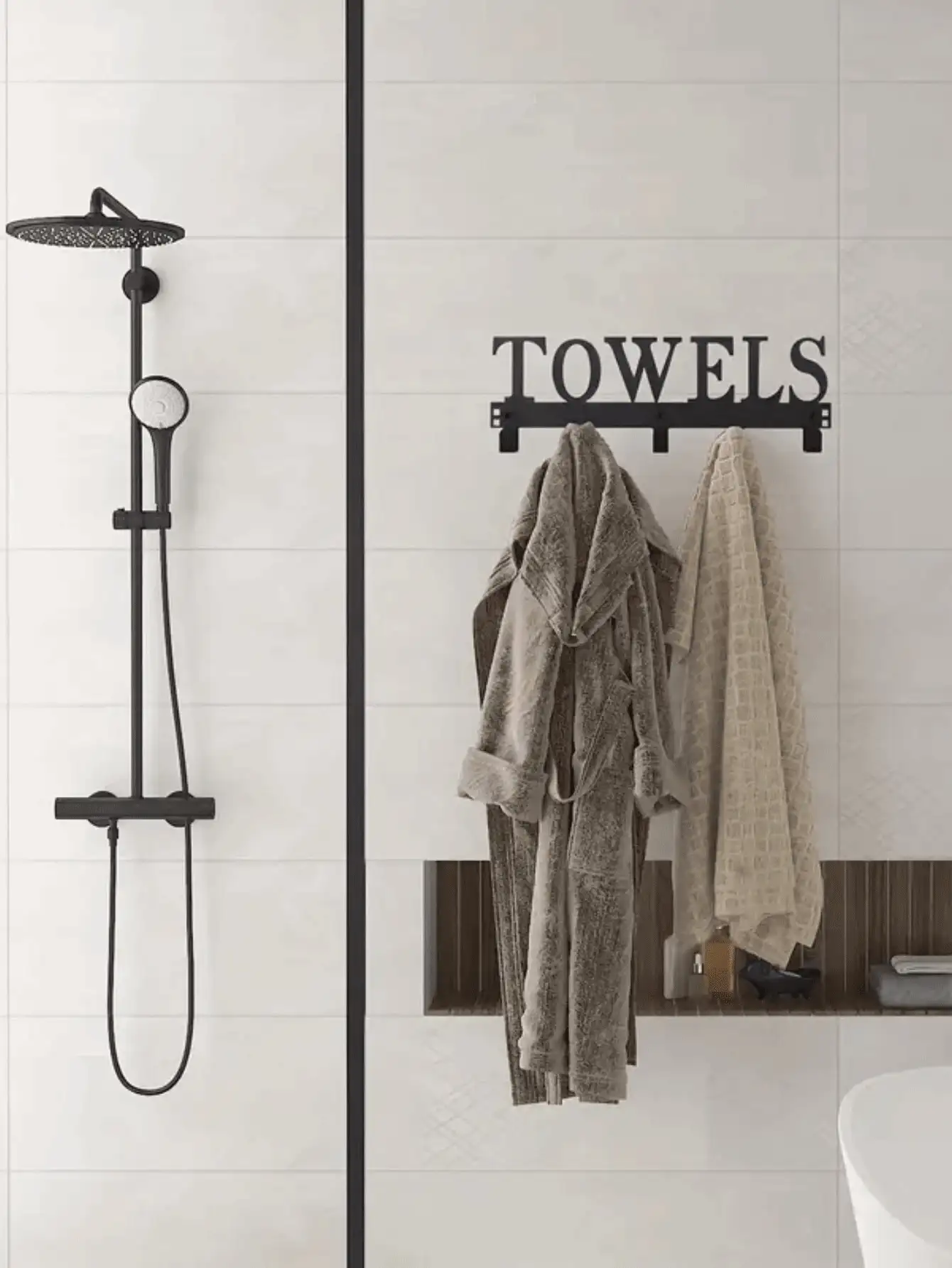 Steel Over-The-Door Hook, Bathroom Towel Rack, Heavy Duty Metal Multi-Functional Towel Rack Towel Holder Door Hanging Towel Rack, Towel Hook, Metal Sandblasted Finish Wall Mounted Door Hanging Soft Home Decor Bathroom Decor Bathroom Accessories - Multicolor - View 3
