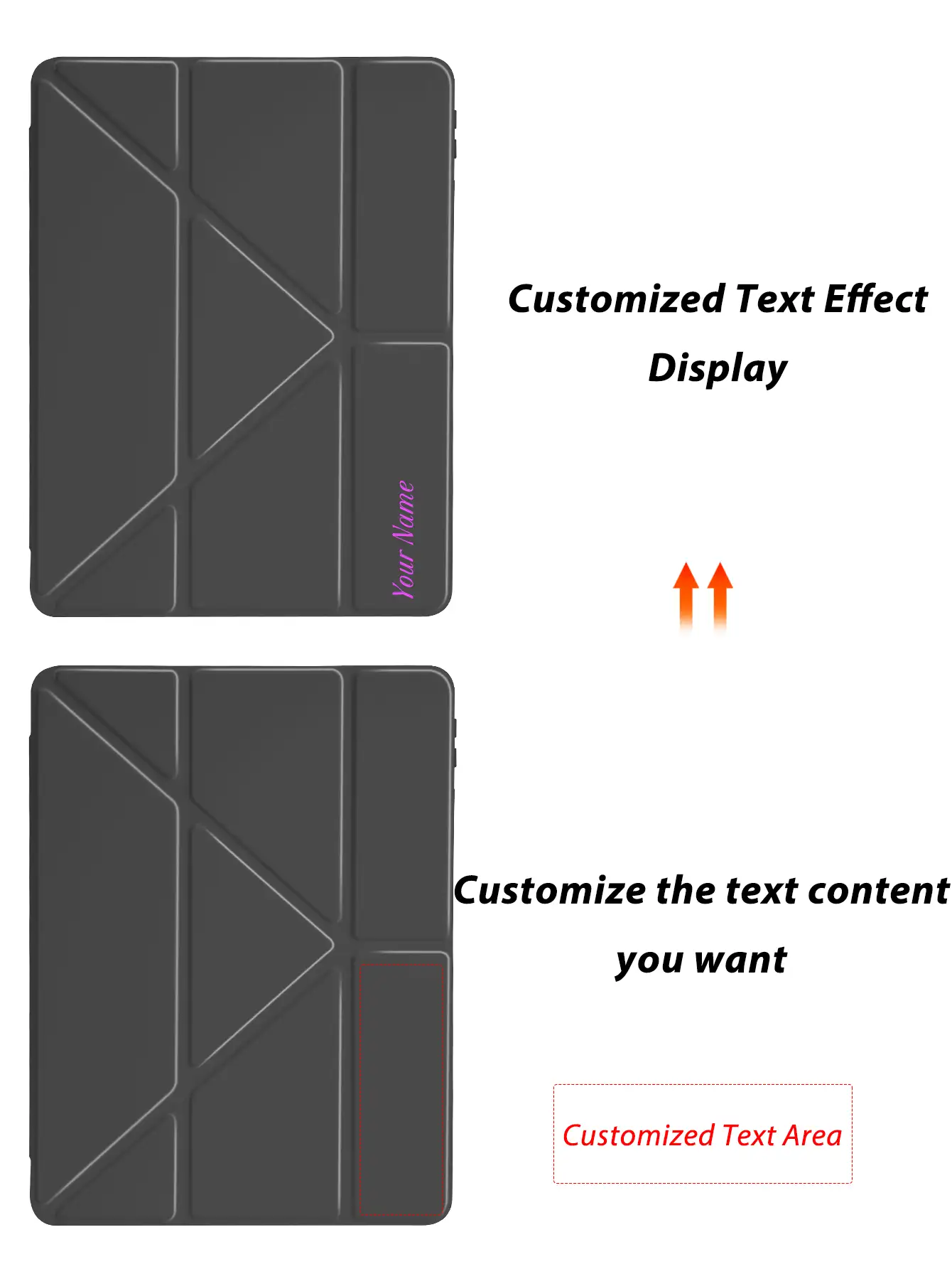 1pc Transparent Acrylic Y-Fold Tablet Case With Black Text Customization, Personalized Text Writing, Suitable For Mini6/Mini7/Air/Air2/9.7/10.2/10.5/Air4/Air5/10.9/Pro 11"/10th Gen/ Air 11-In.(M2)-2024/ Pro11-In.(M4)-2024/Air 11-Inch (M3) 2025/ (A16) 11 Inch 11th Generation 2025/ Air 8(M4)2026(11-Inch) - Black - View 3