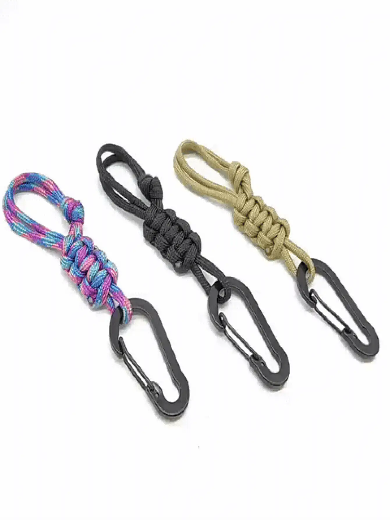 Portachiavi intrecciato minimalista con gancio a sgancio rapido, cinturino portabottiglia d'acqua realizzato a mano per adulti, portachiavi in paracord robusto, perfetto per viaggi, essenziale da viaggio, decorazione per la stanza, bagno, cucina, auto - Multicolore - Visualizzare 3