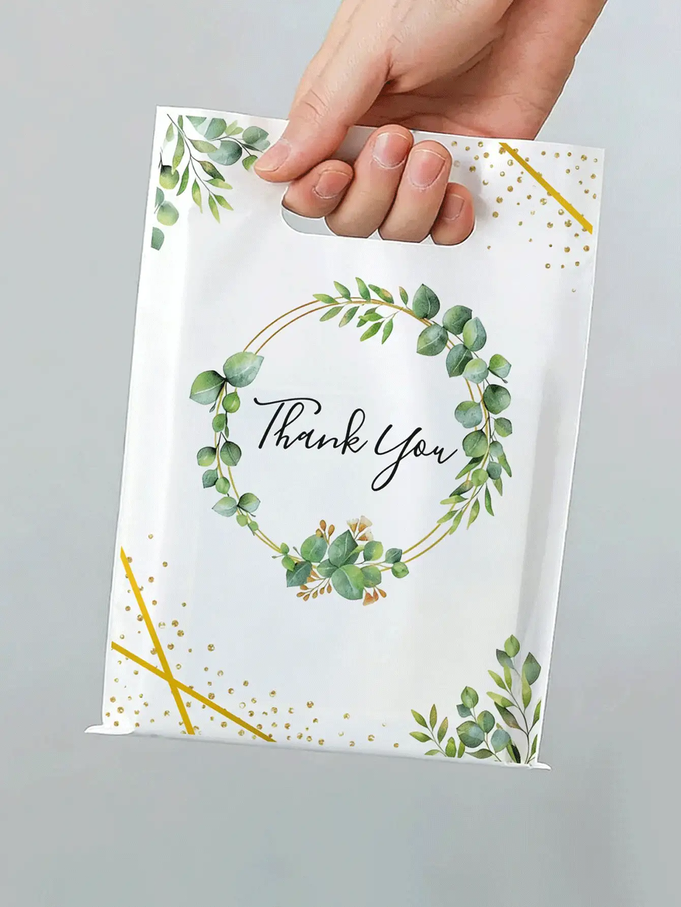 Bolsas de regalo para llevar (60/50/30/20/10 unidades), ideales para bodas, fiestas, cumpleaños y otras ocasiones; bolsas de regalo con flores secas de eucalipto verde, bolsos de mano portátiles y bolsas de almacenamiento para el hogar. - A - Ver 2