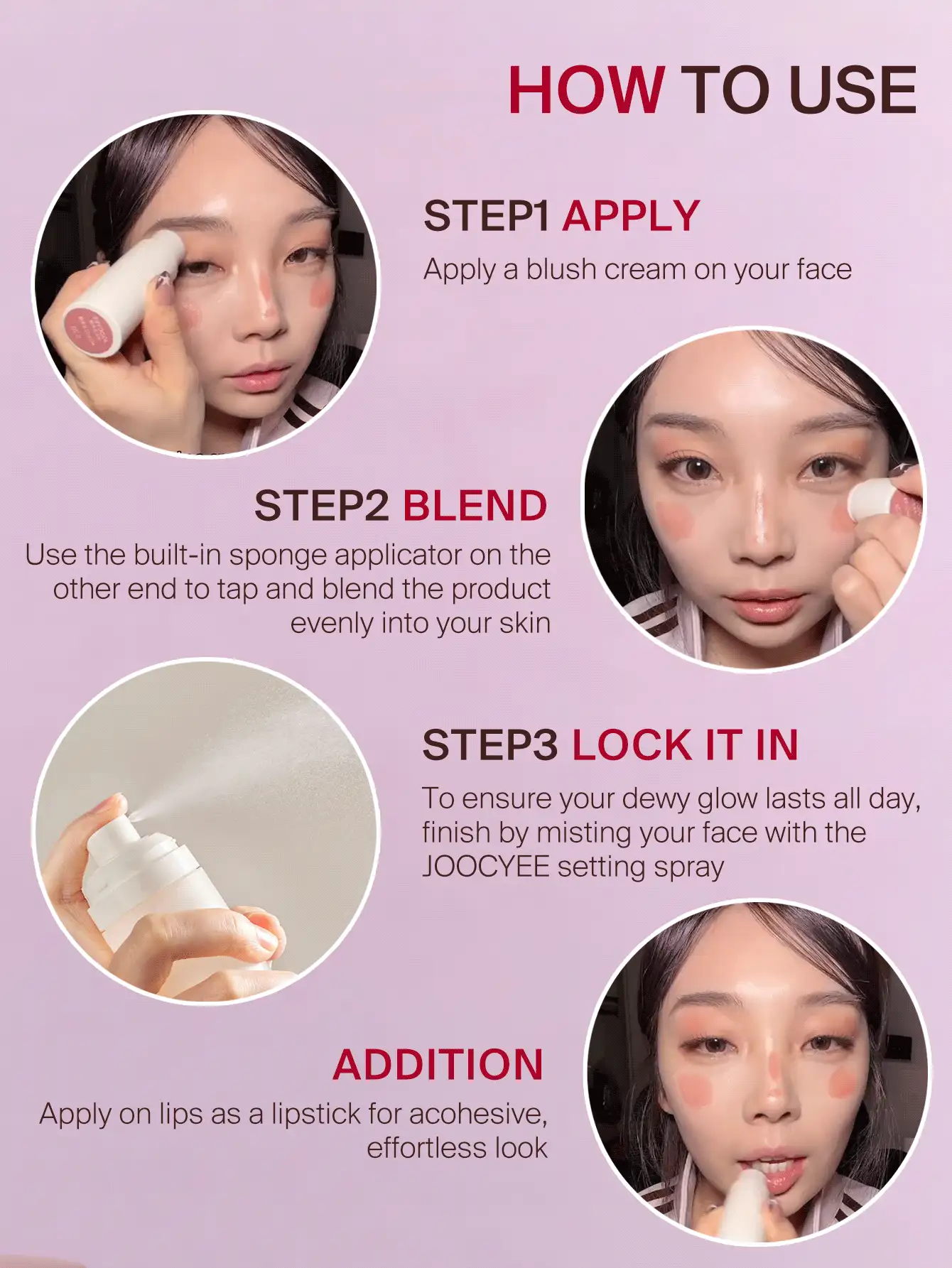 JOOCYEE Colorete y Lápiz Labial Multifunción de Larga Duración y Natural - G402 Trigo integral sin cáscara - Ver 2