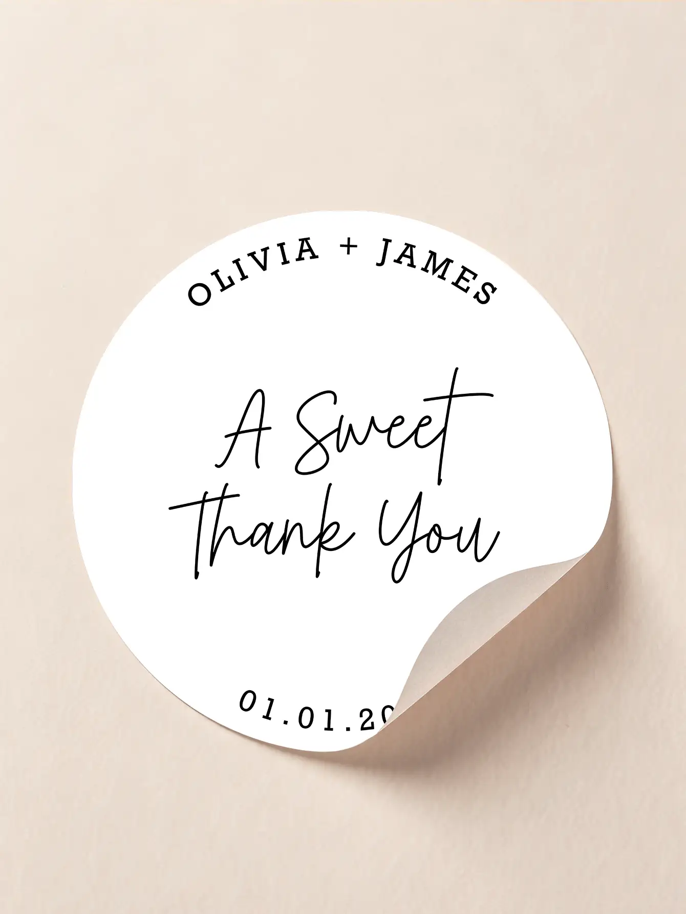 1.57Inch 100PCS Custom Wedding Stickers Personalized A Sweet Thank You Labels Wedding Favor Round Stickers Handmade Stickers For Business Wedding Stationery Name Stickers Forever Love Minimalist Wedding Envelope Seals, Personalized Gift - Multicolor - View 2
