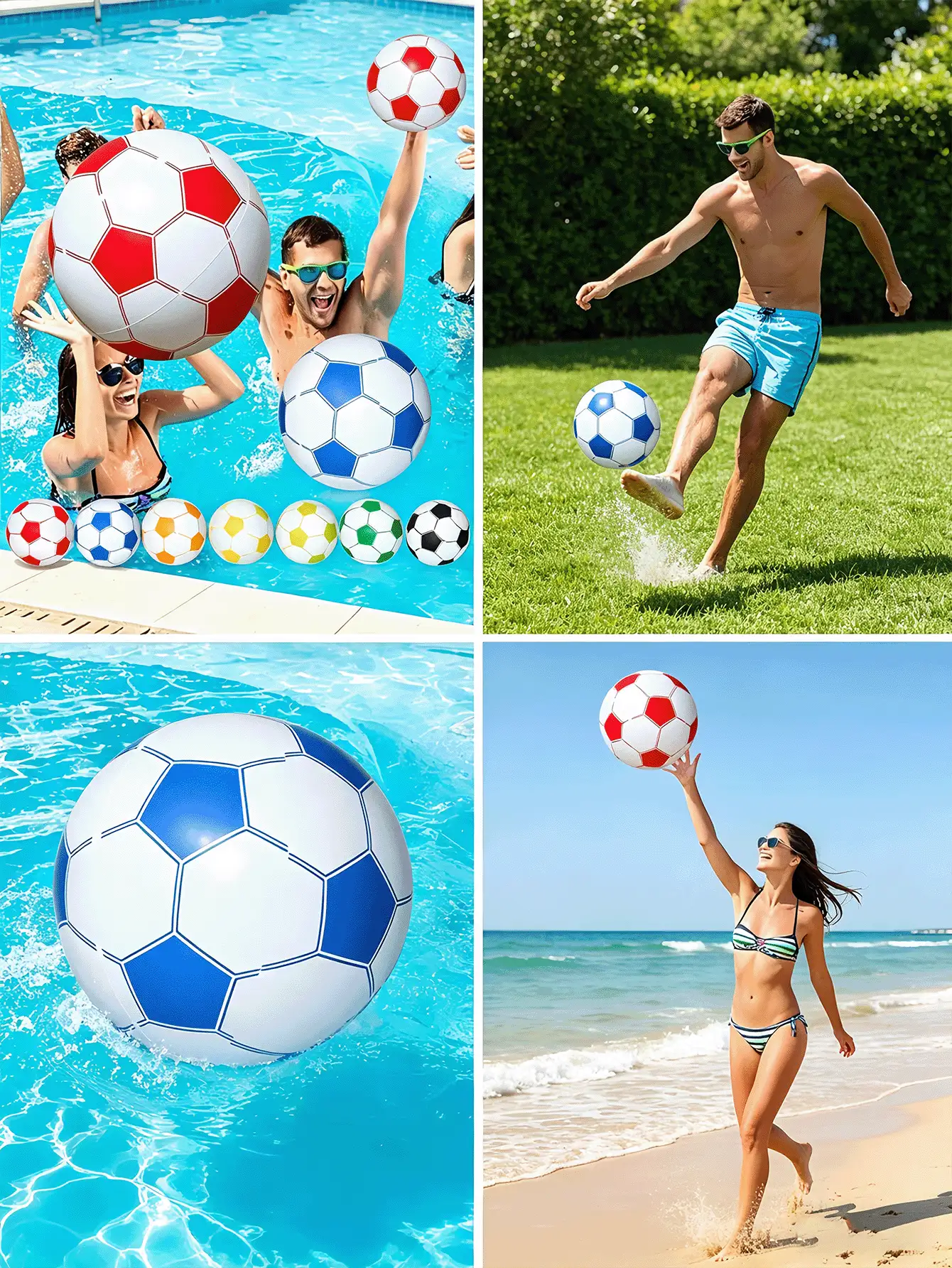 PVC Beach Balls For Outdoor Picnic Games Multifunctional Inflatable Party Props Backyard Water Fun Pool Accessories Beach Pond Toys Swimming Pool Inflatables Beach Pool Essential For Vacation Pool Float Pool Toys Beach Toys Travel Essential - Multicolor - View 3