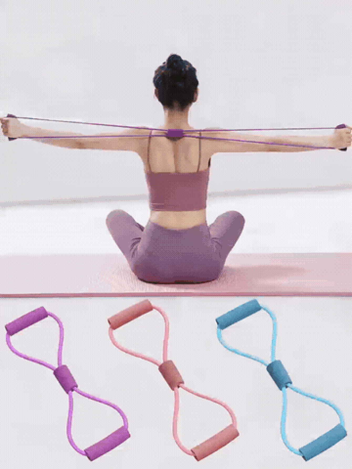 Yoga Resistance Band Elastic 8 Shaped Resistance Band For Men And Women Yoga Stretch Band For Workout Exerise Winter Home Bathroom Decor Outdoor Indoor Daily Back To School Christmas Halloween Travel Holiday Wedding Party Favor Essential Accessory - Multicolor - View 2