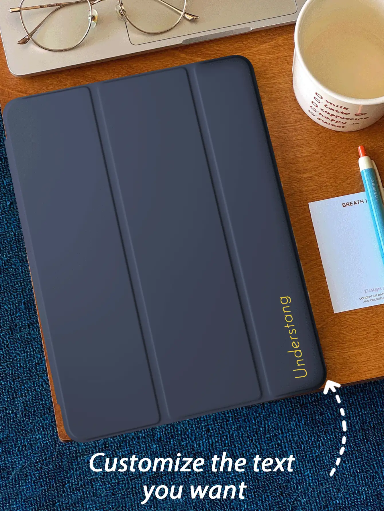 1件透明壓克力三折客製文字平板保護殼 深藍色,可客製文字,相容 iPad 10th/11th/10.2/10.5/Air4/Air5/10.9/Pro11/Air 11-In.(M2)-2024/Pro 11-In.(M4)-2024/Air 11-Inch (M3) 機型,內建筆槽,高透明壓克力背殼,矽膠邊框防彎曲防刮防摔,三折可調視角支架,磁吸/自動睡眠喚醒,簡約休閒風,平板翻蓋保護殼,產品不含筆,部分機型附相機框 - 深藍 - 查看 4