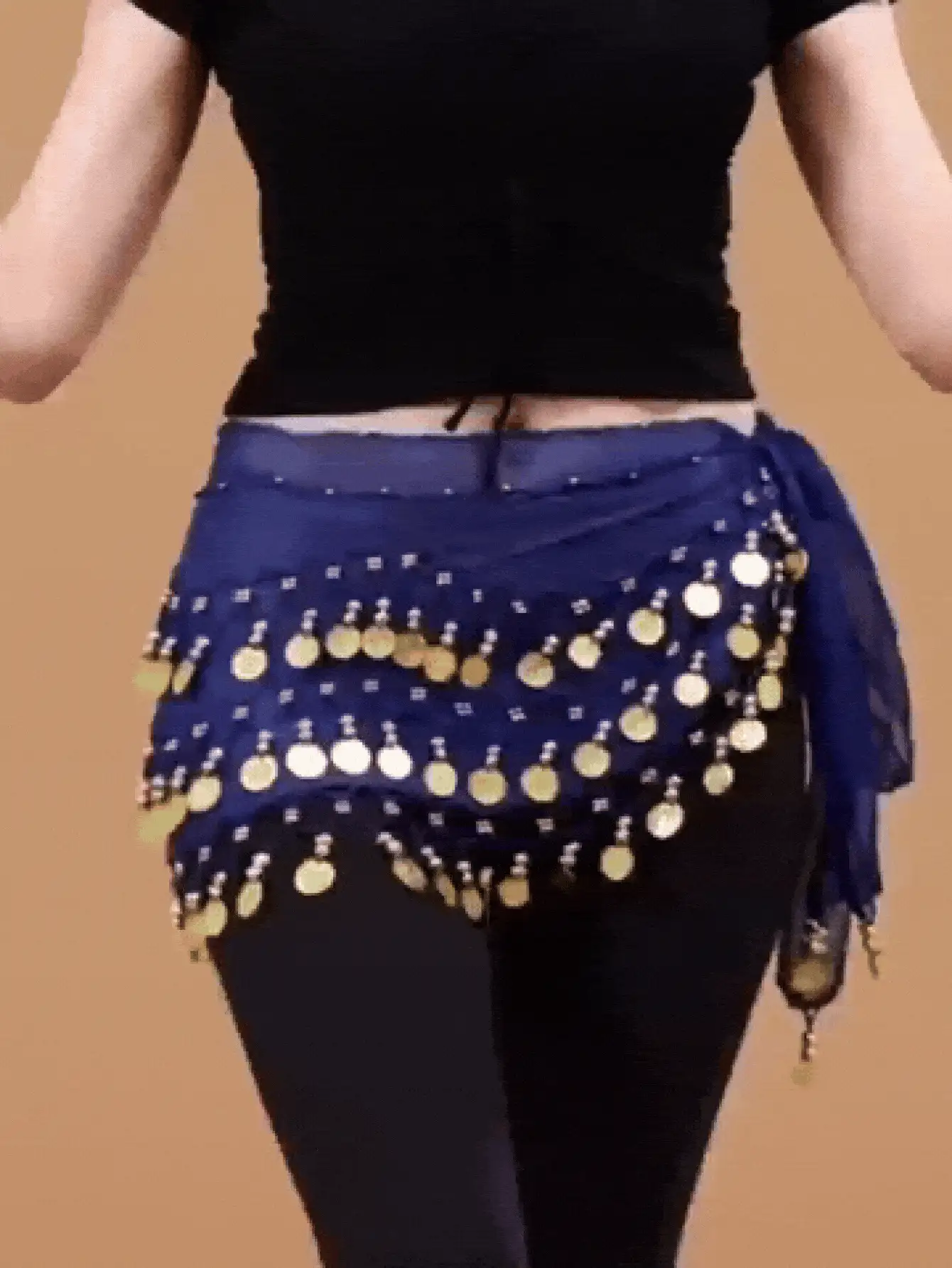 128pcs Coin Music Festival Waist Chain, Belly Dance Hip Scarf, Soft Belly Dance Skirt, Sequin Skirt, Suitable For Star Performance, Ballet Stage Performance, Bohemian Style, Halloween Women's Outfit, Party Carnival Nightlife Beach Wear Accessory - Multicolor - View 3