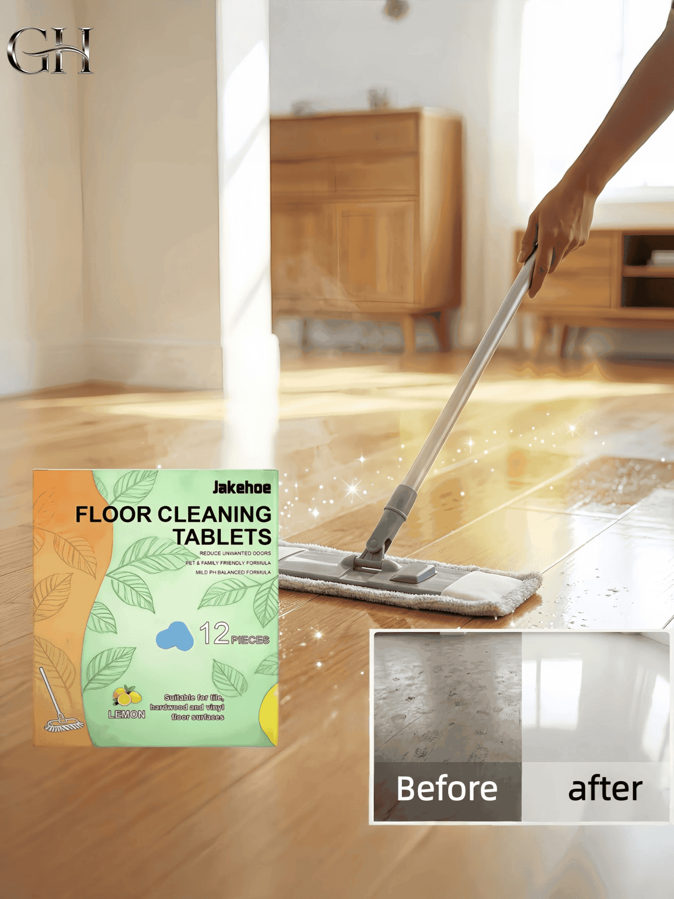 jakehoe Floor Cleaner, Floor Cleaning Tablets, Floor Cleaning Solution, Tile And Hardwood Floor Cleaner For Stain Removal, Odor Elimination, Fresh Scent, Clean And Shiny, Tile Mopping Specialized Cleaning Solution, Household Fragrant Stain Removal Cleaning Liquid, Multi-Purpose Floor Mopping Cleaning Solution For Wood And Tile Floors, Quick-Drying, Brightening, Stain Remover